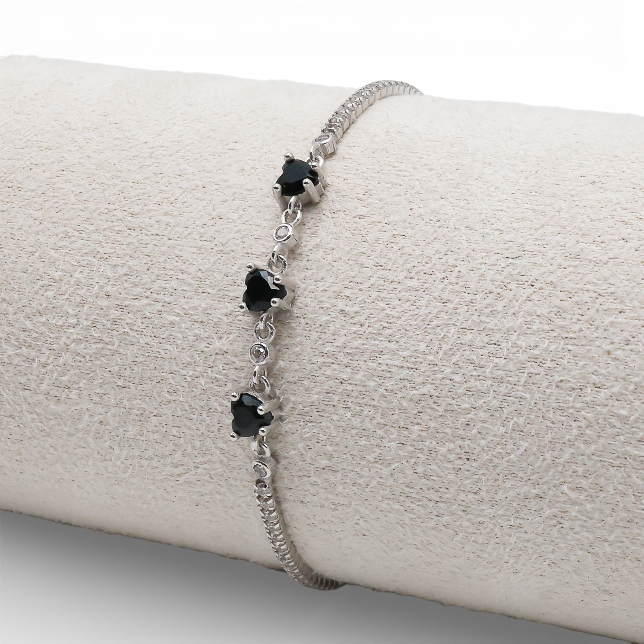Bratara Tennis In Love Black Argint