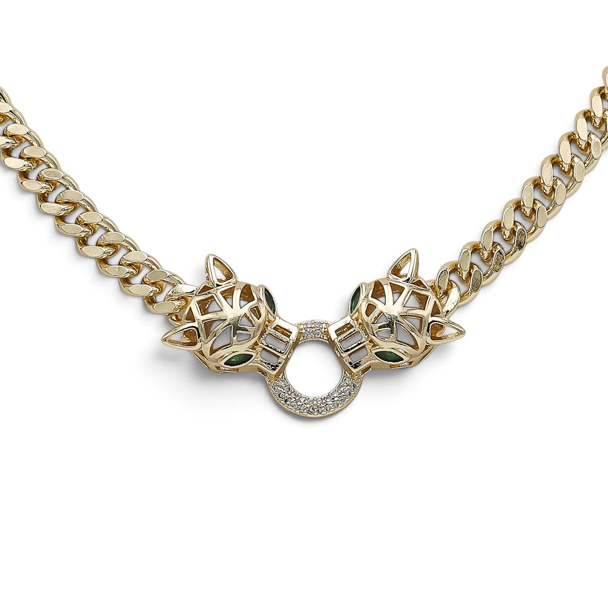 Colier Cuban Tiger Gold Placat Cu Aur Galben