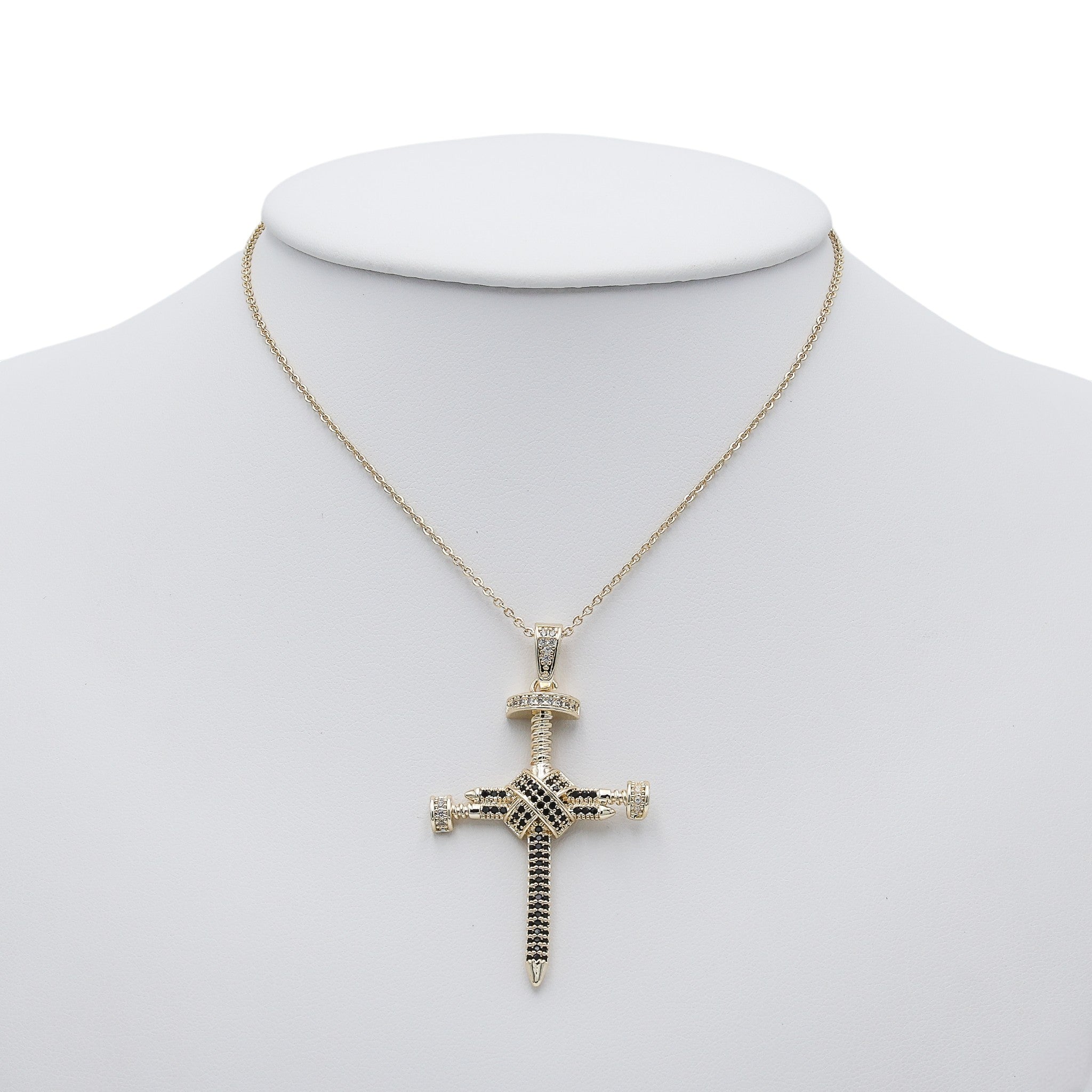 Pandantiv Onyx Nail Cross Gold