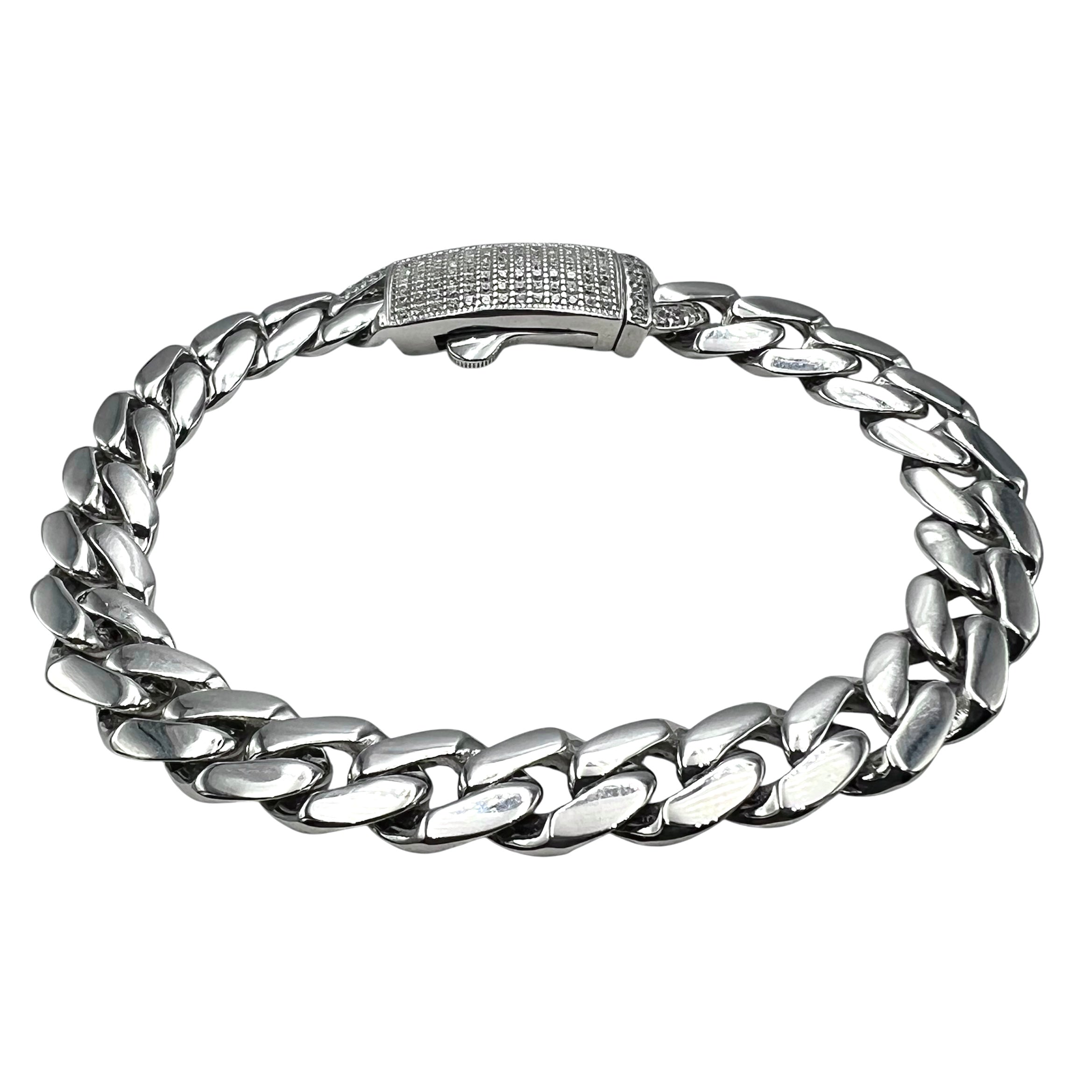 Brățară Cuban No Stones 9mm ARGINT