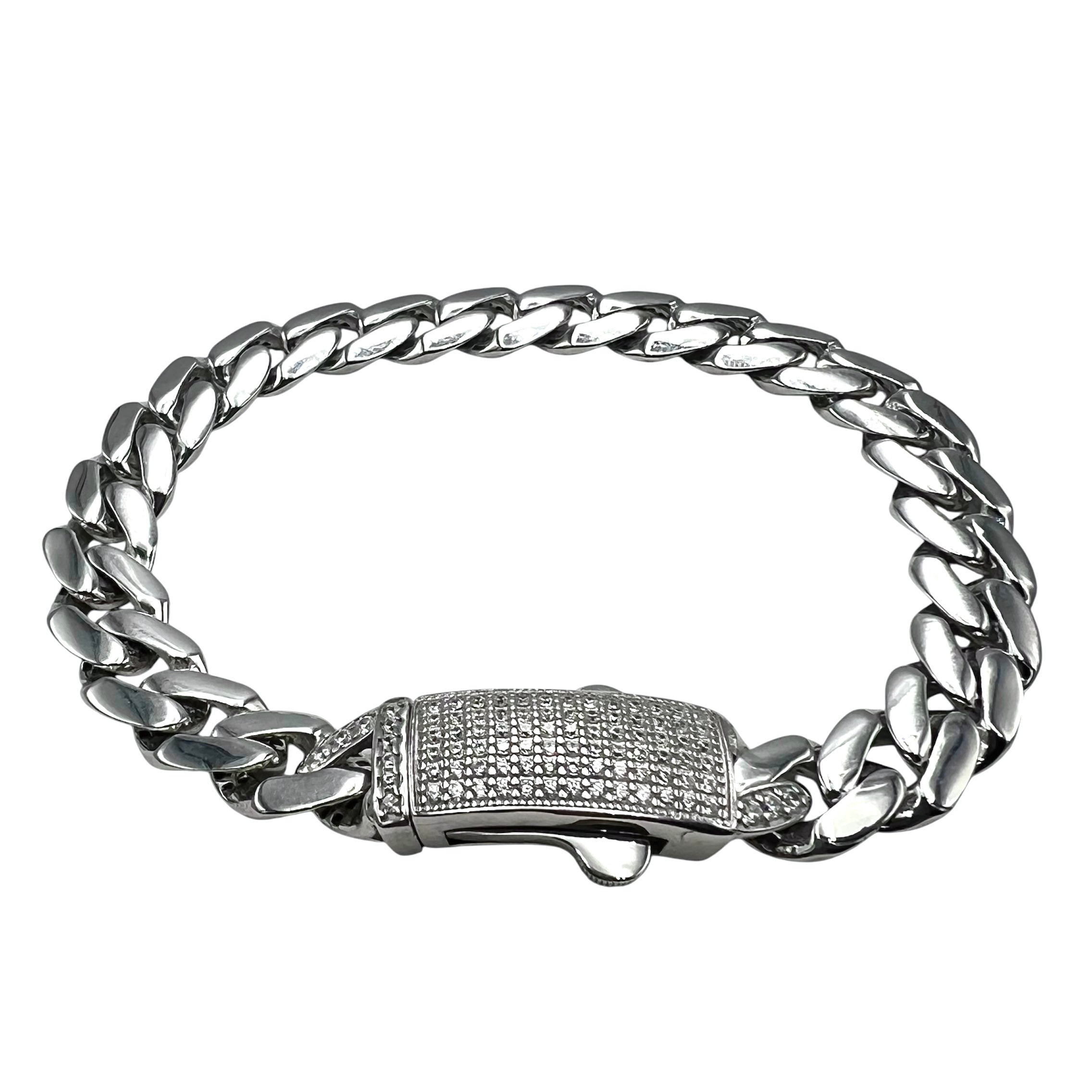 Brățară Cuban No Stones 9mm ARGINT