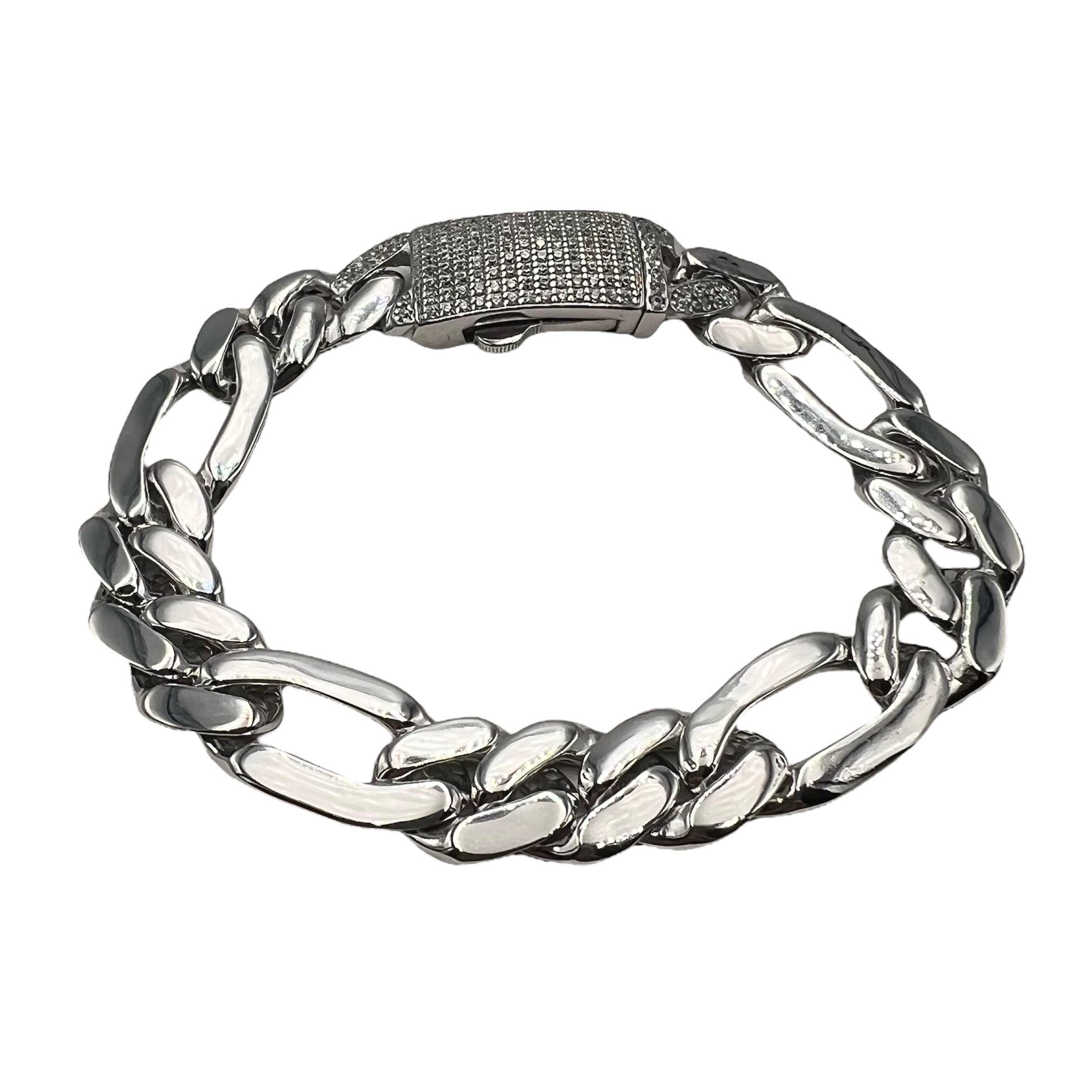 Brățară Cuban No Stones Pause 11mm ARGINT