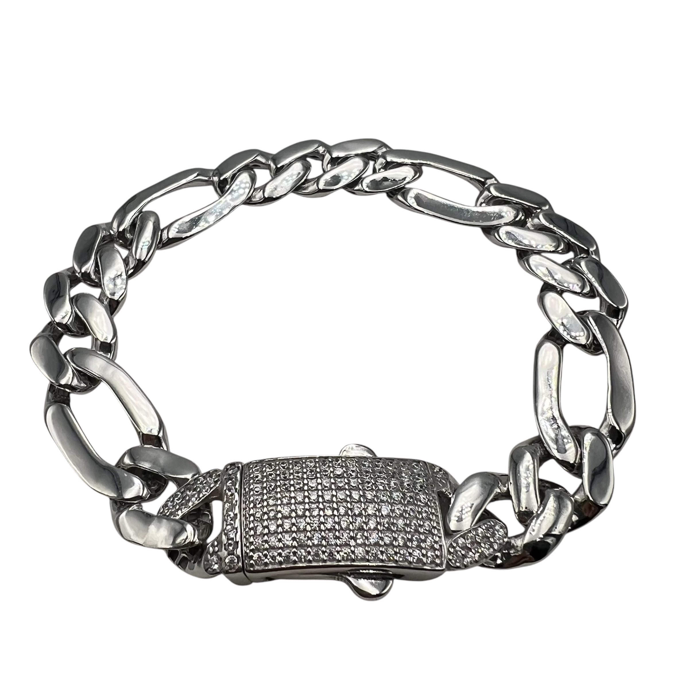 Brățară Cuban No Stones Pause 11mm ARGINT