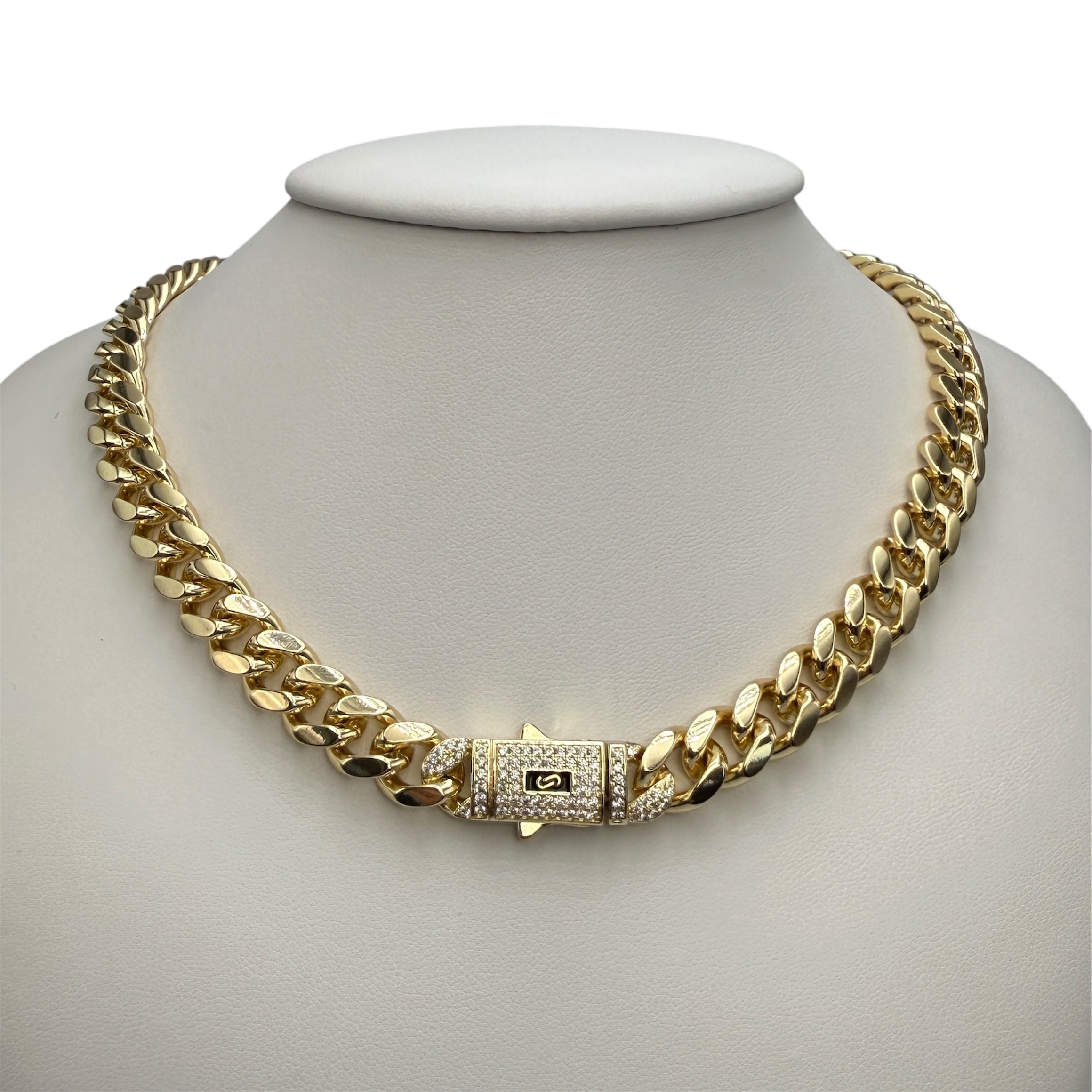 Colier Cuban Monaco 10 mm Placat cu Aur