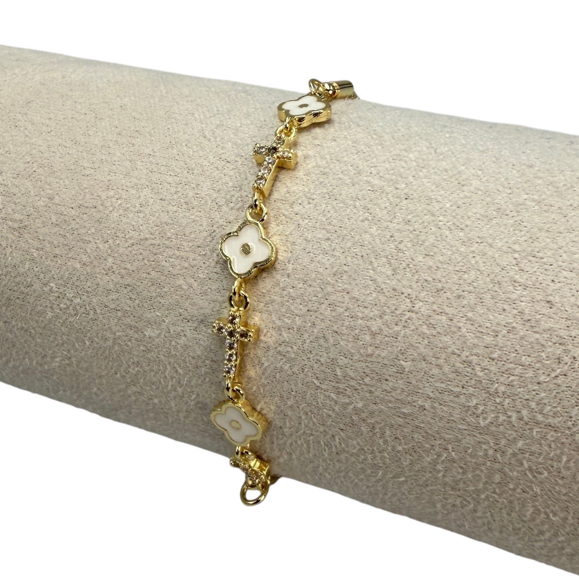 Brățară Reglabilă Trifoi Cruce Placată cu Aur