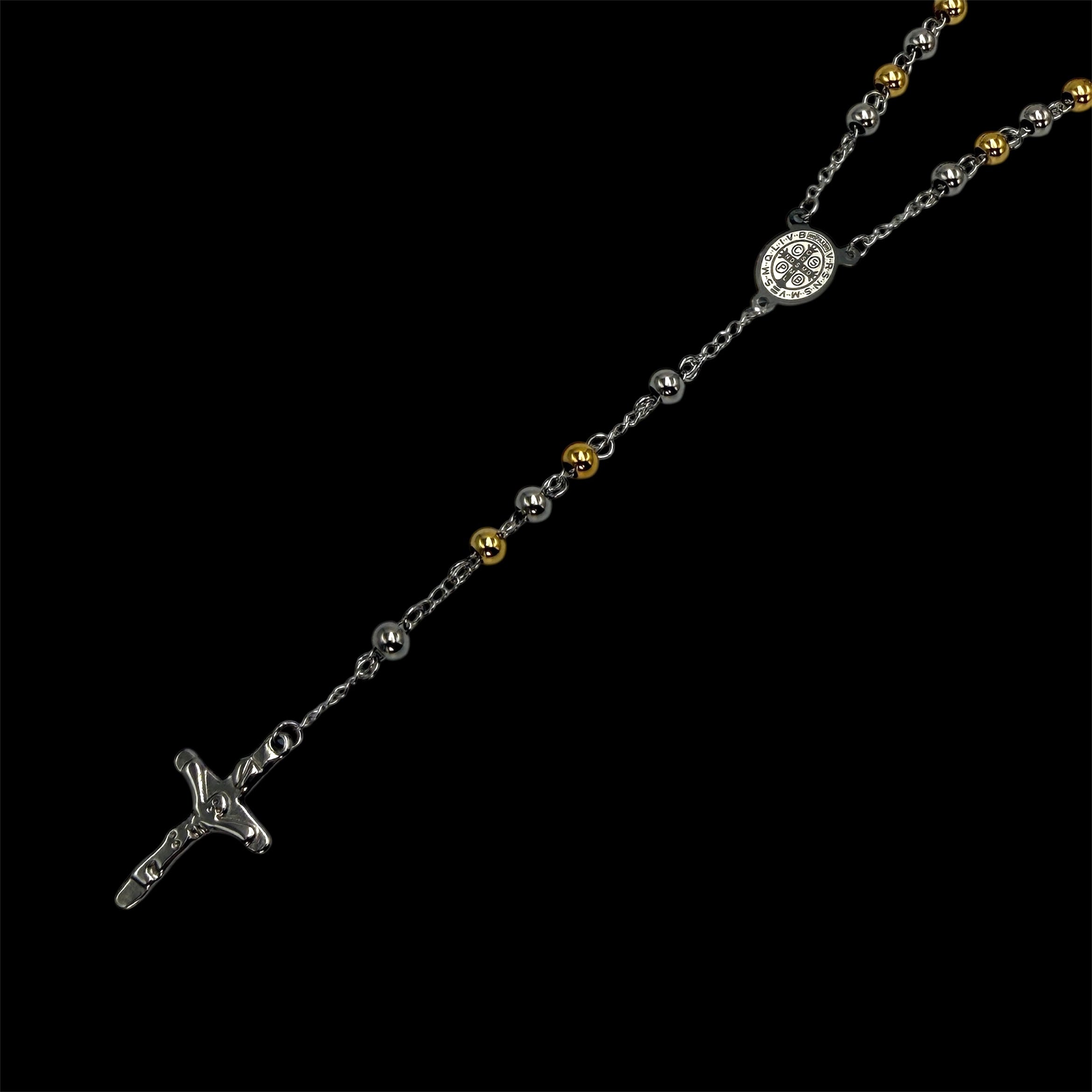 Colier Rozariu God Double de Inox Placat cu Aur