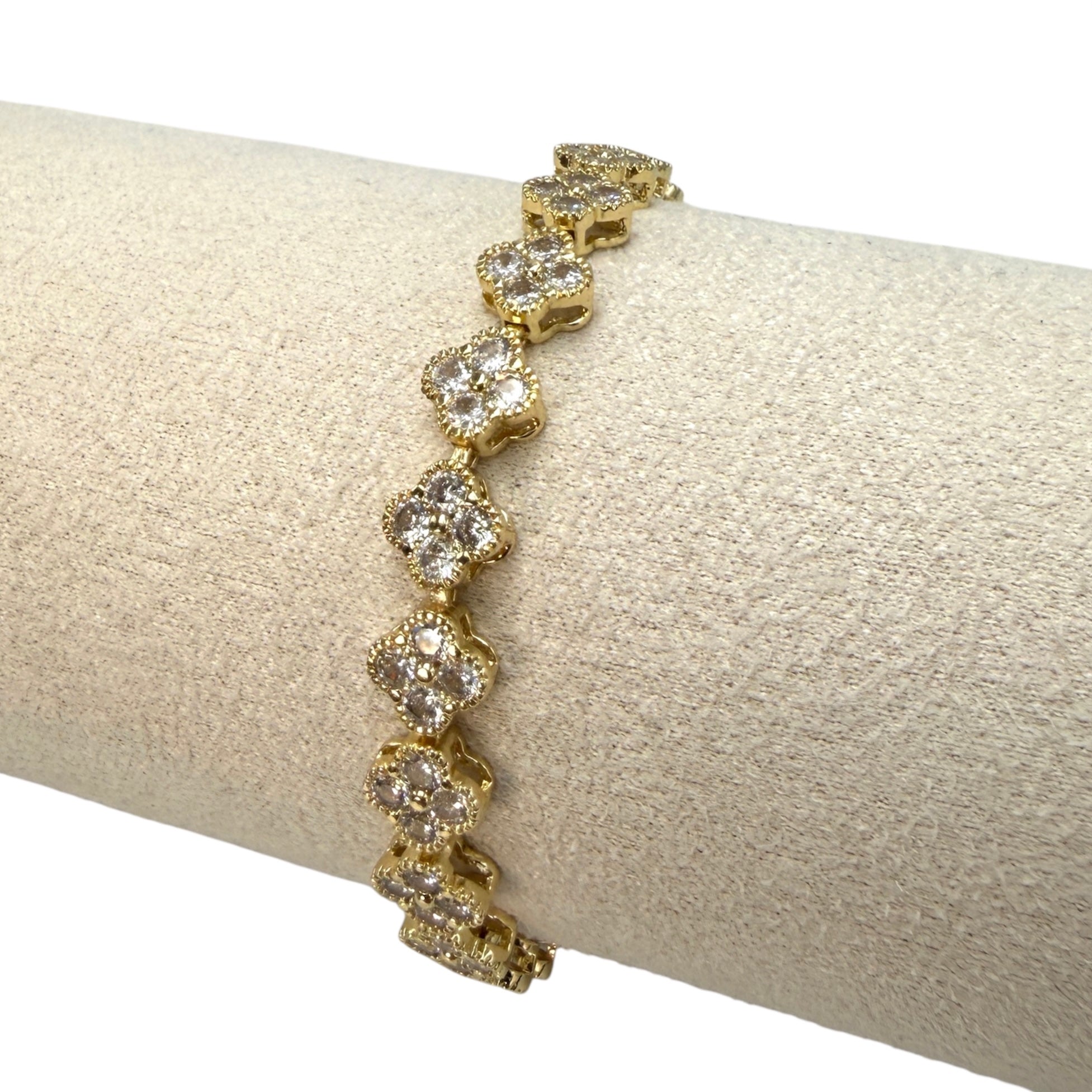 Brățară Tennis Trifoi Placată cu Aur