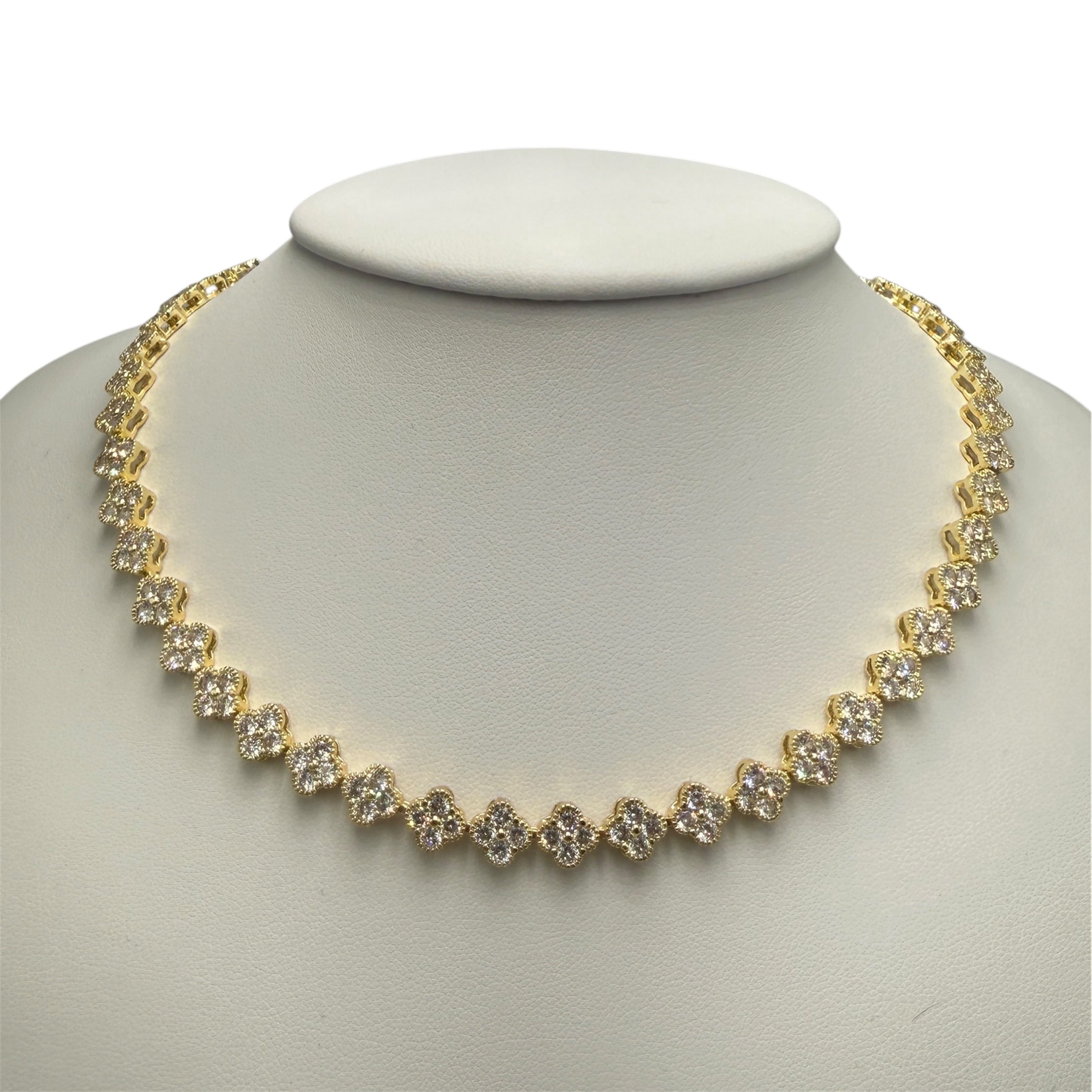 Colier Tennis Trifoi Placat cu Aur