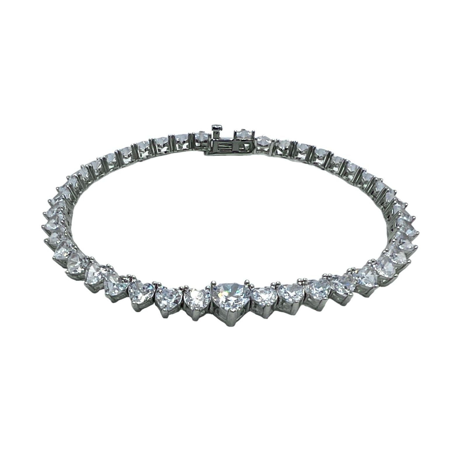 Tennis Heart 2 Bracelet Silver