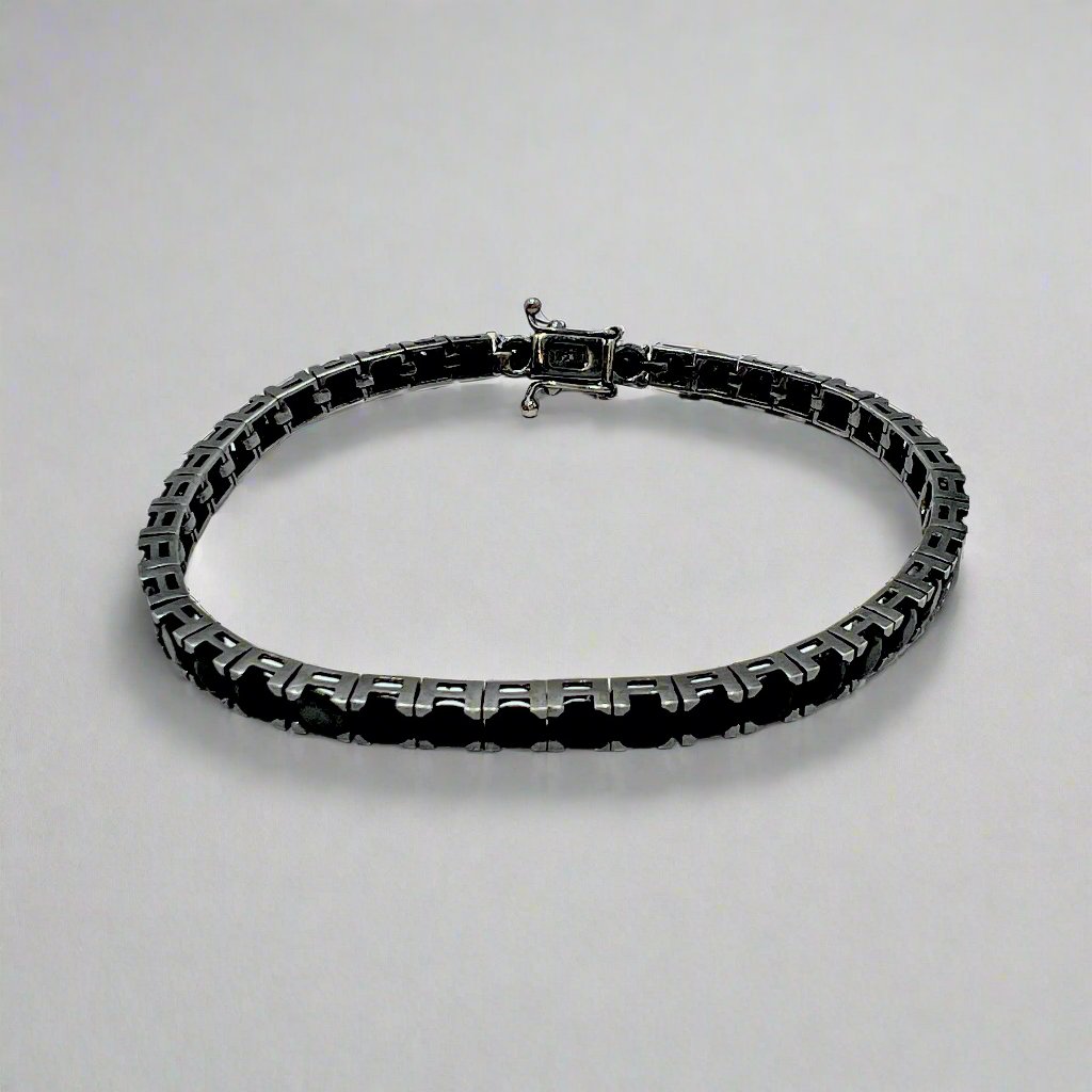 All Black Tennis Bracelet 5.5 Silver