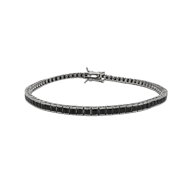 Bracelet Tennis Cassette Black 3mm Silver