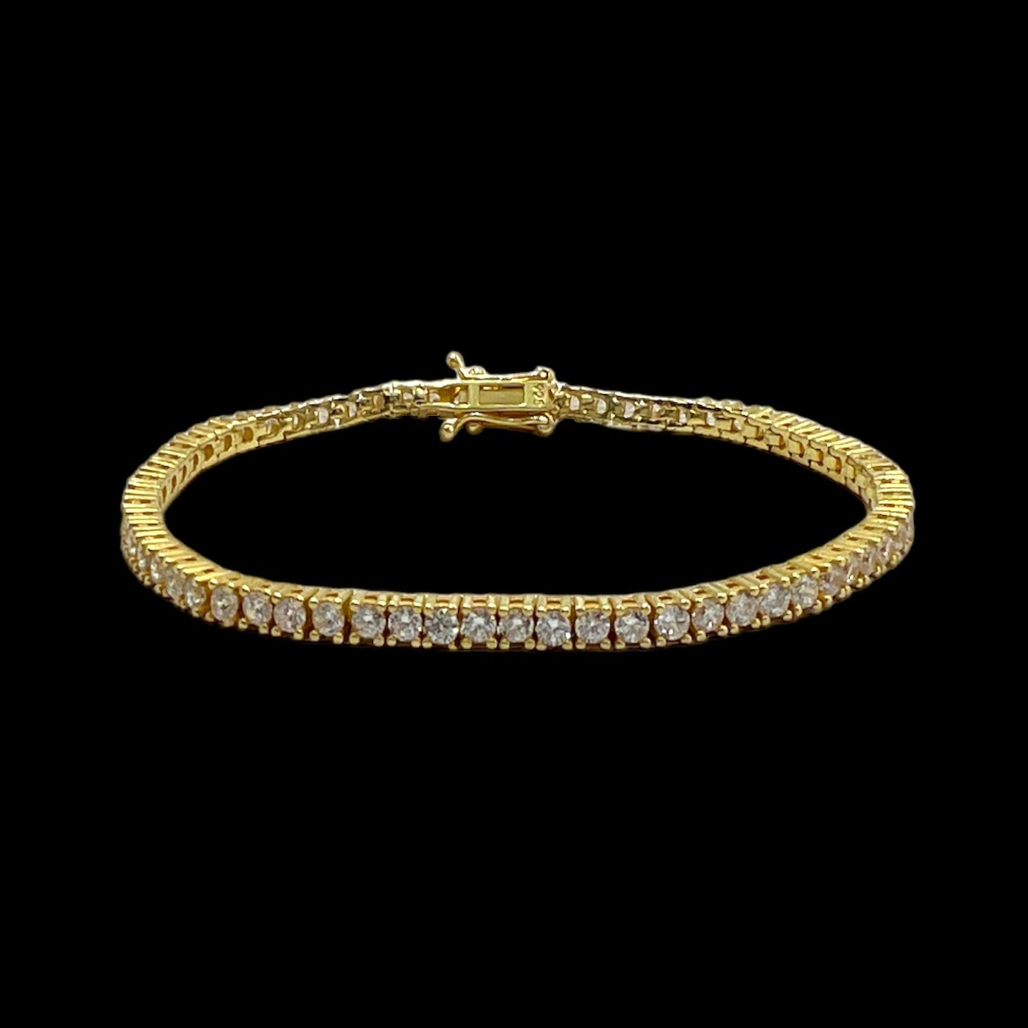 Tennis Bracelet 3mm Silver Plated with 24k Gold