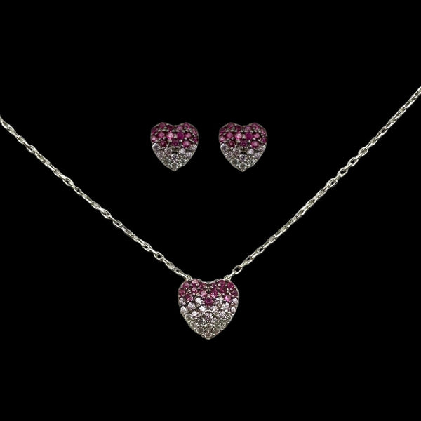 Silver Necklace Set with Pendant+Earrings