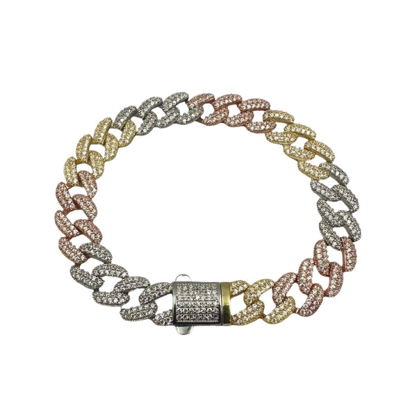 Multicolor Cuban Silver Bracelet