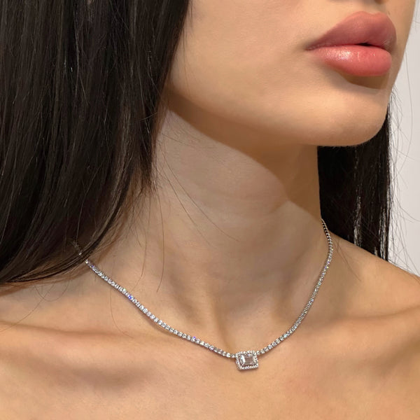 Silver Tennis Saphire necklace