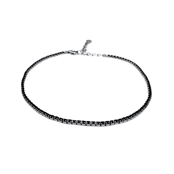 Bracelet Tennis Black 1.5mm Silver