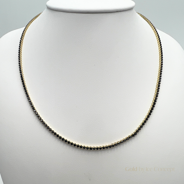 Necklace Tennis Black 2mm GOLD