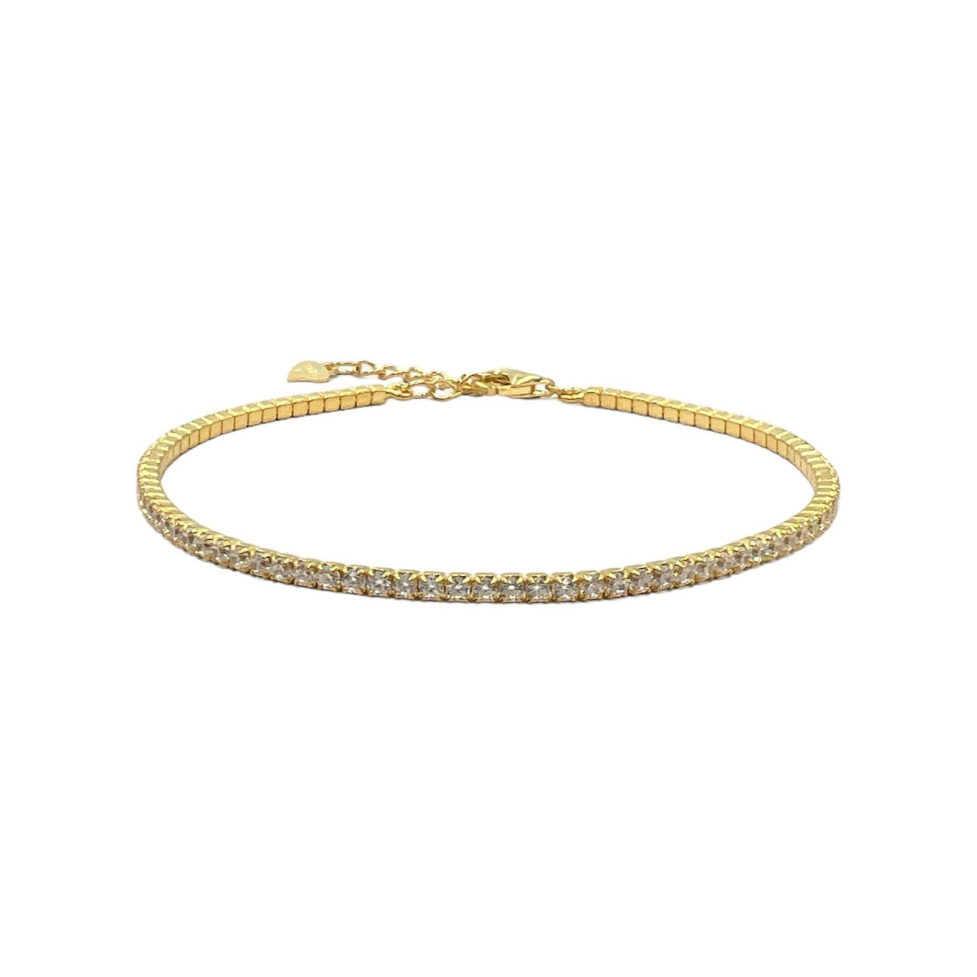 24K Gold Plated Tennis Bracelet Silver 1.5mm
