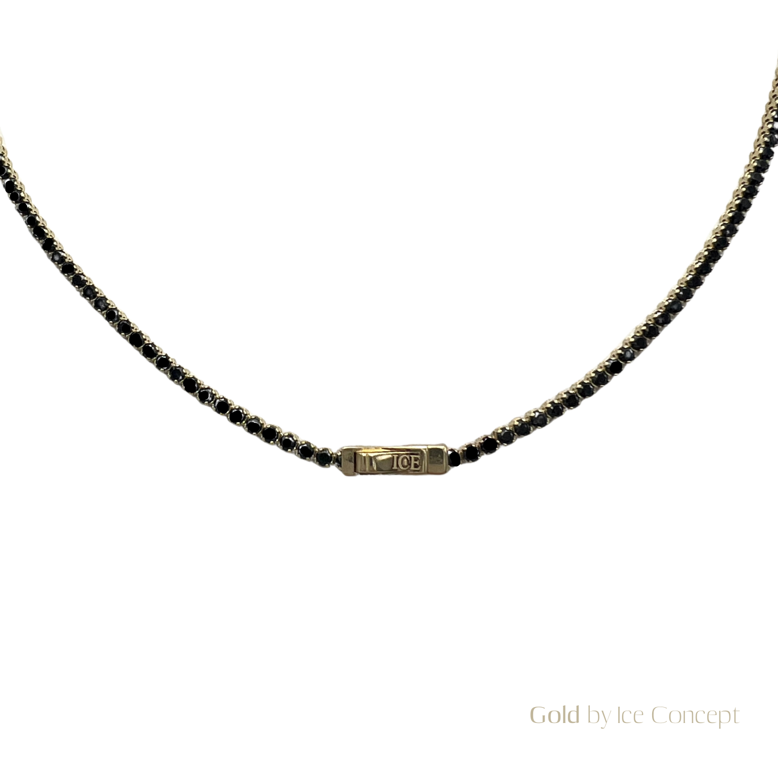 Necklace Tennis Black 2mm GOLD