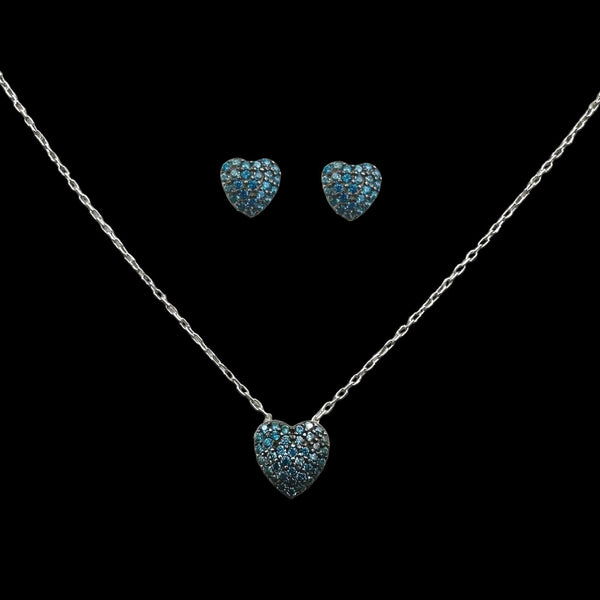 Silver Necklace Set with Pendant+Earrings