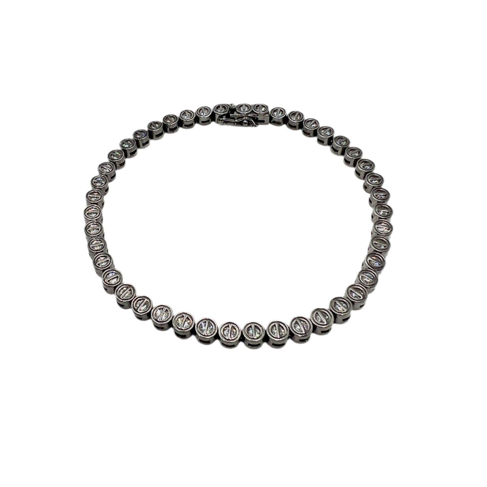 Tennis Pills Fine Black Silver Bracelet