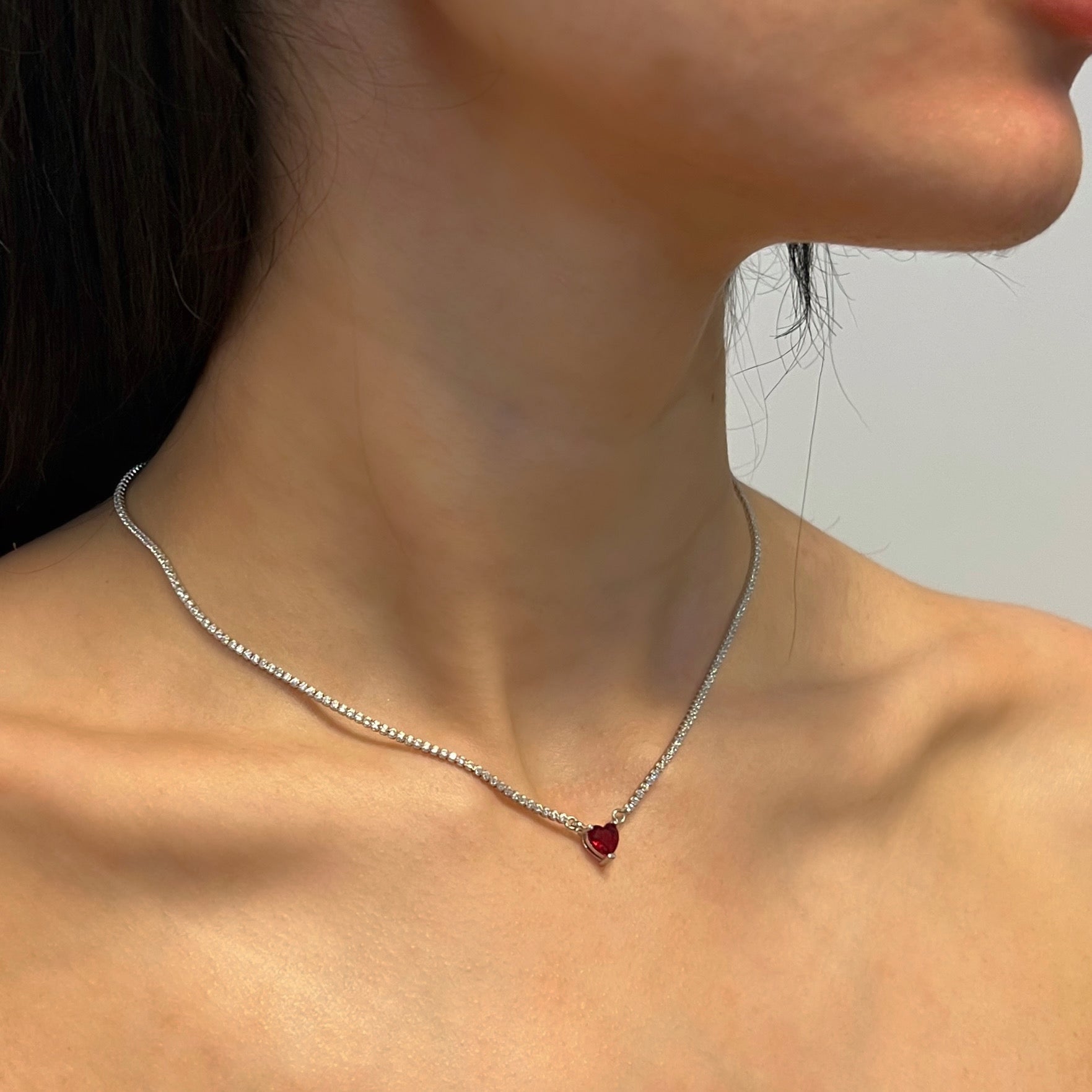 Necklace Tennis Julieta Red Silver