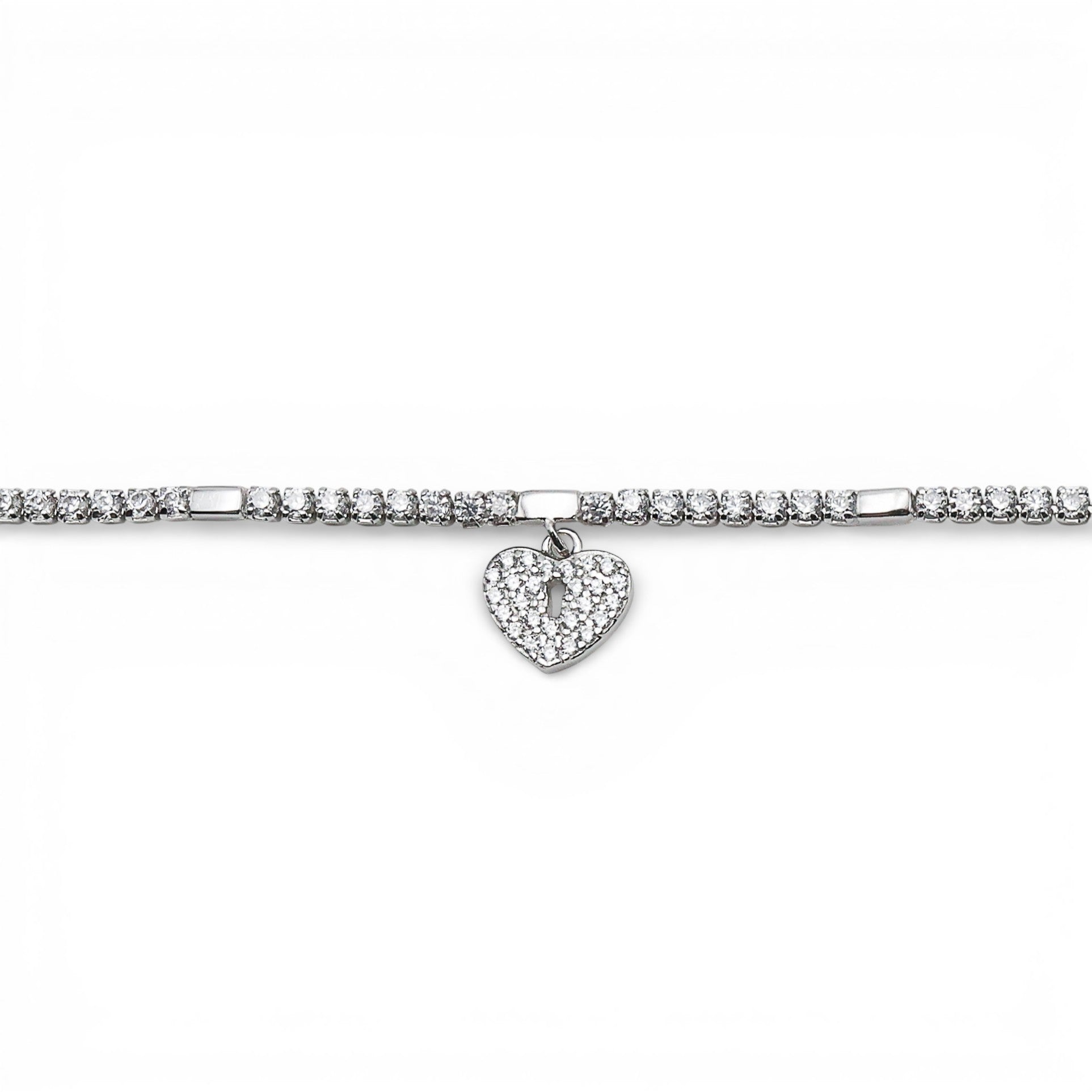 Bratara Tennis Heartline Argint