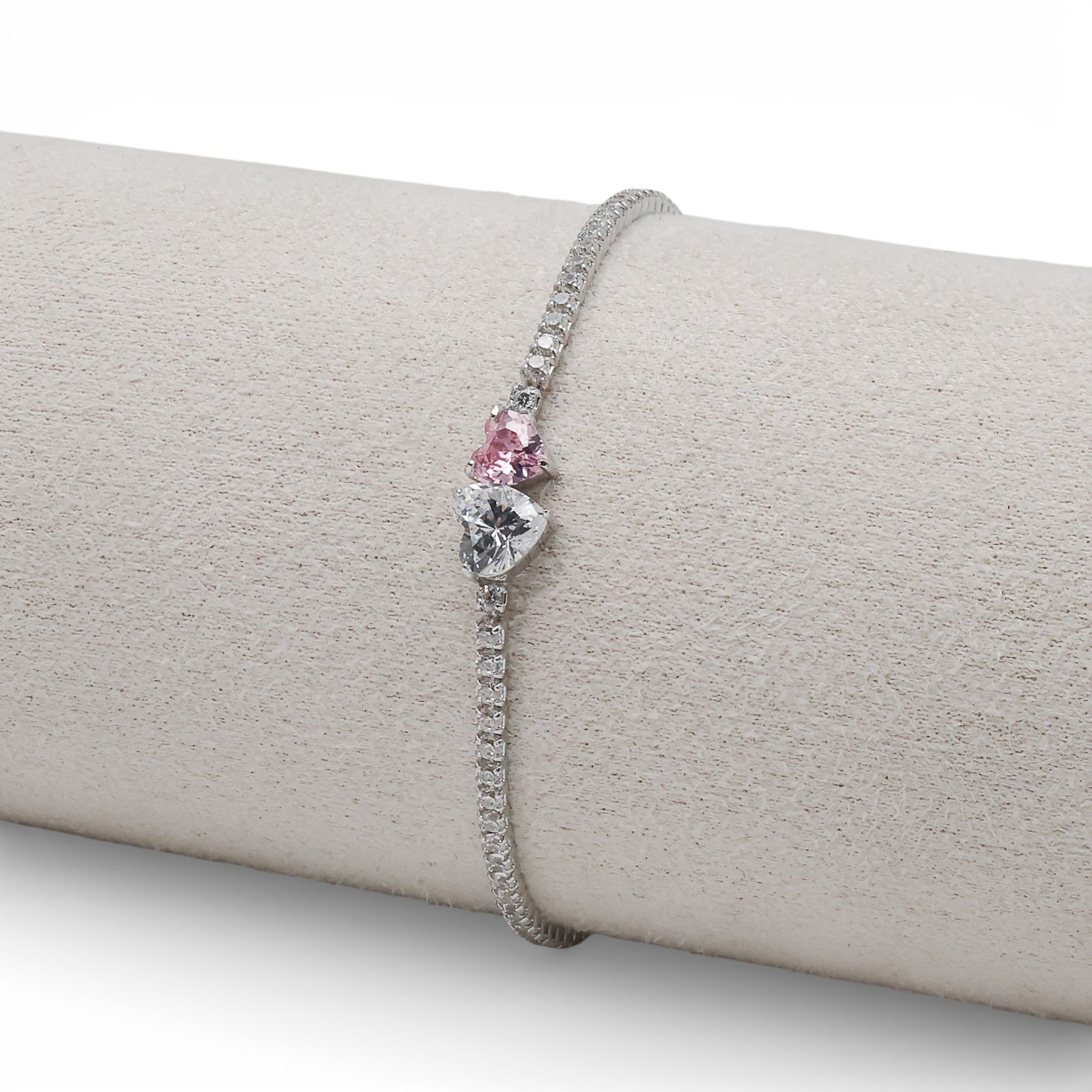 Bratara Tennis Heart in Heart Rose Argint