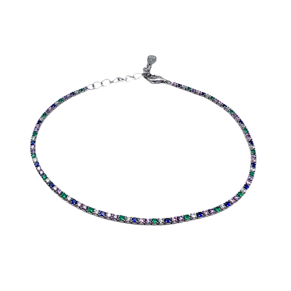 Multicolor Tennis Bracelet 1.5mm Silver