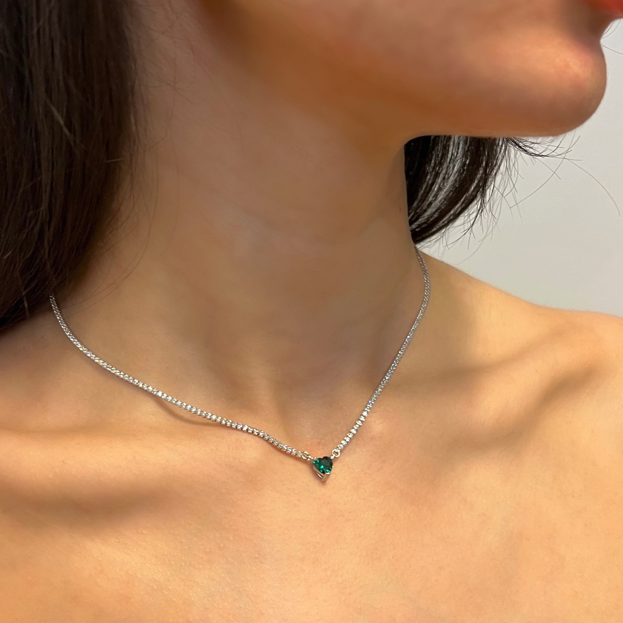 Necklace Tennis Julieta Green Silver