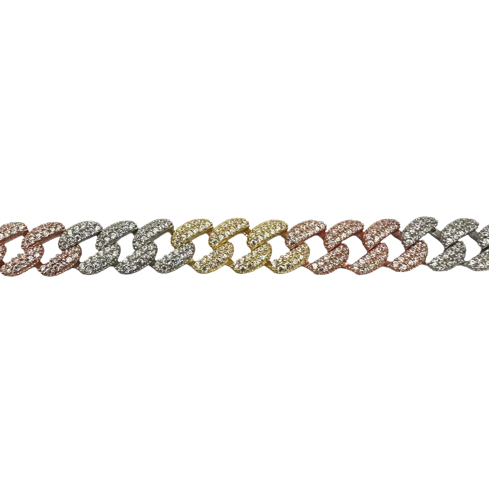 Multicolor Cuban Silver Bracelet