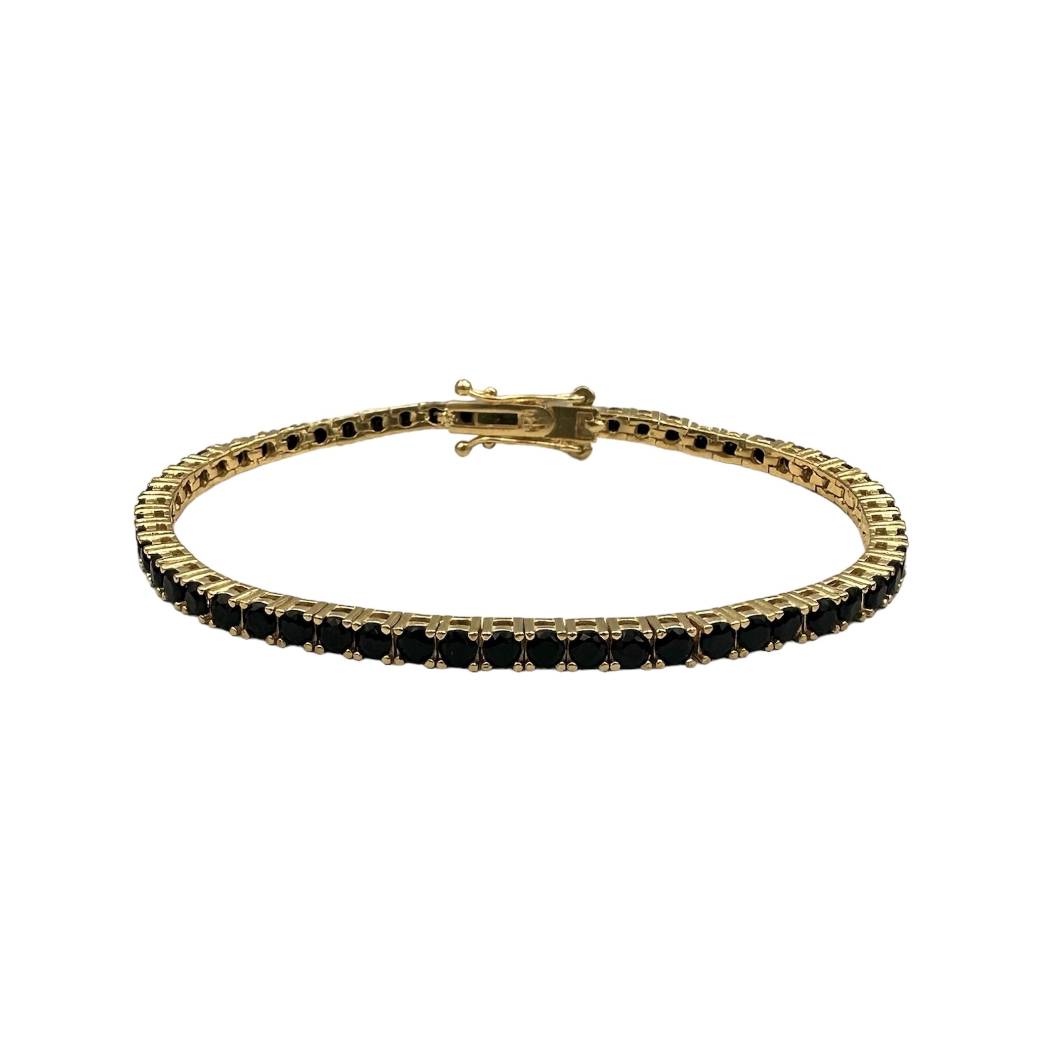 Tennis Black Silver Plated 24k Gold Bracelet