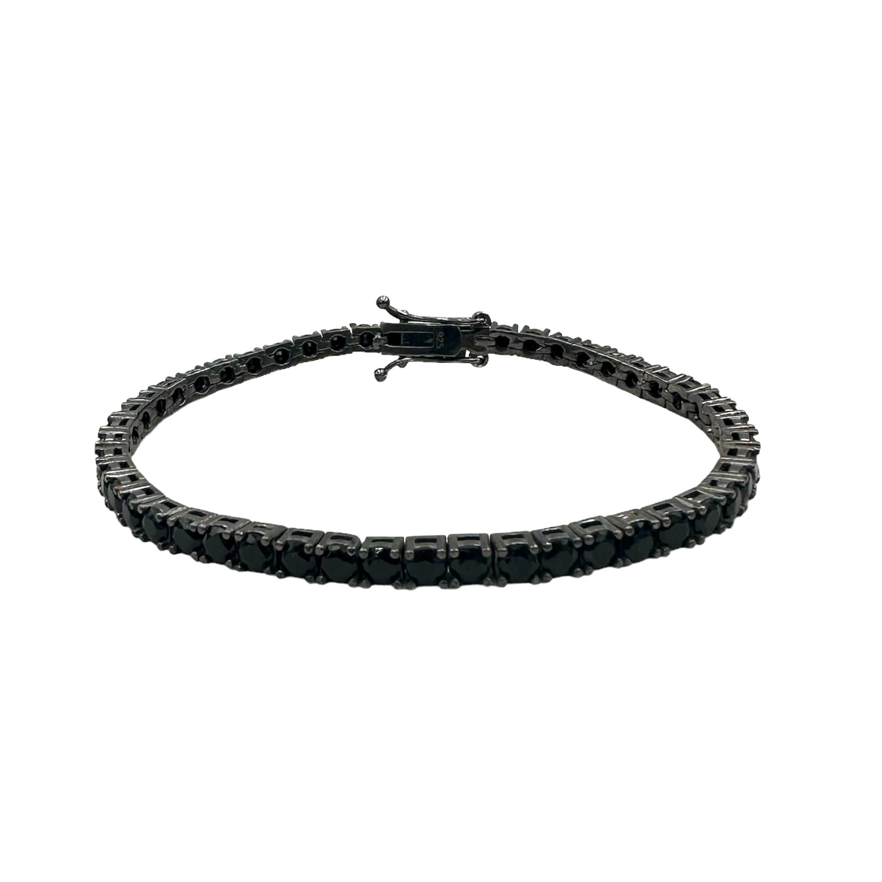 All Black Tennis Bracelet 4mm Silver