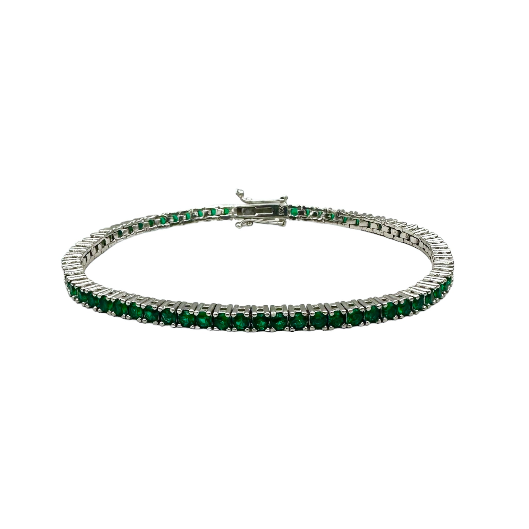 Tennis Green Silver Bracelet