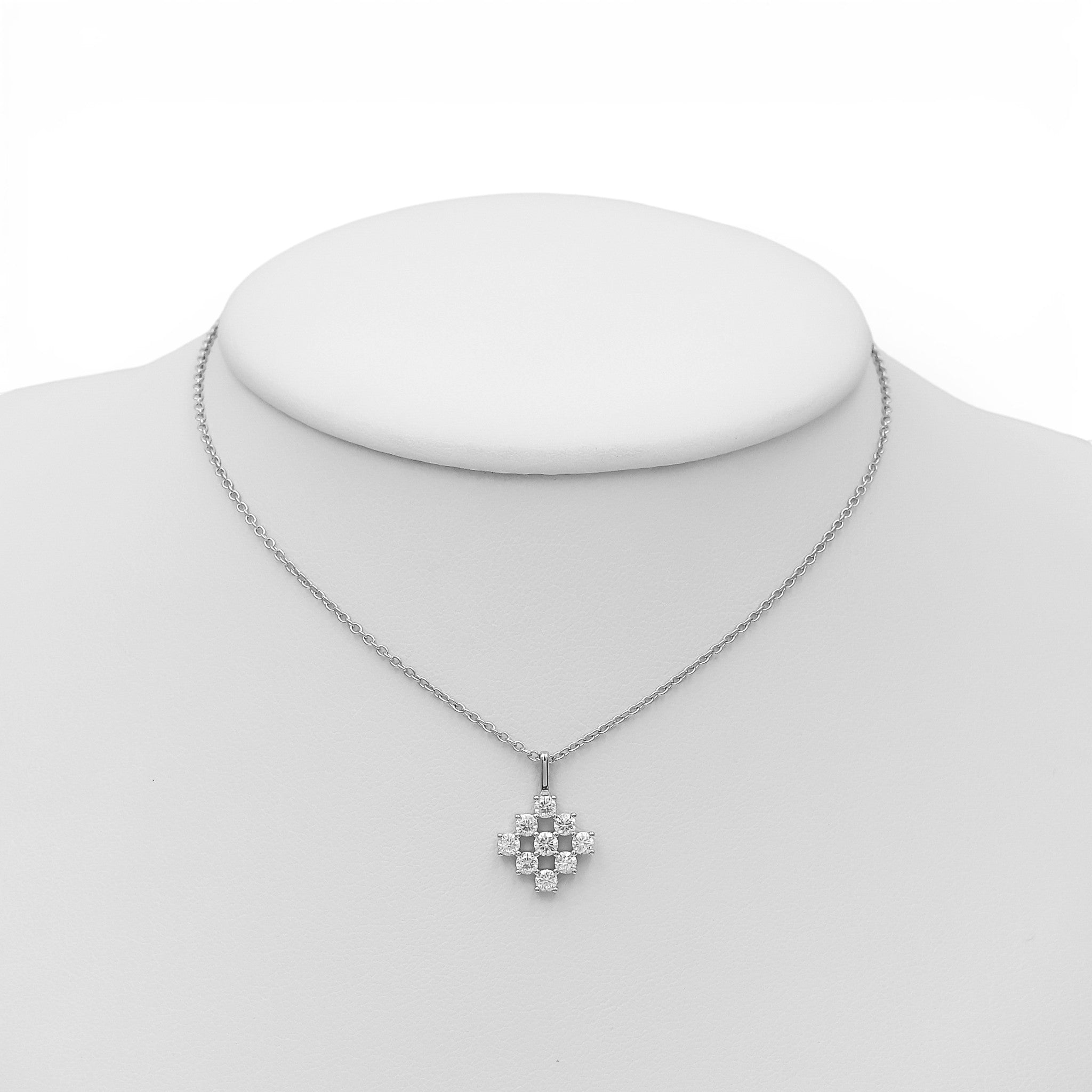 Colier Moissanite Romb Argint