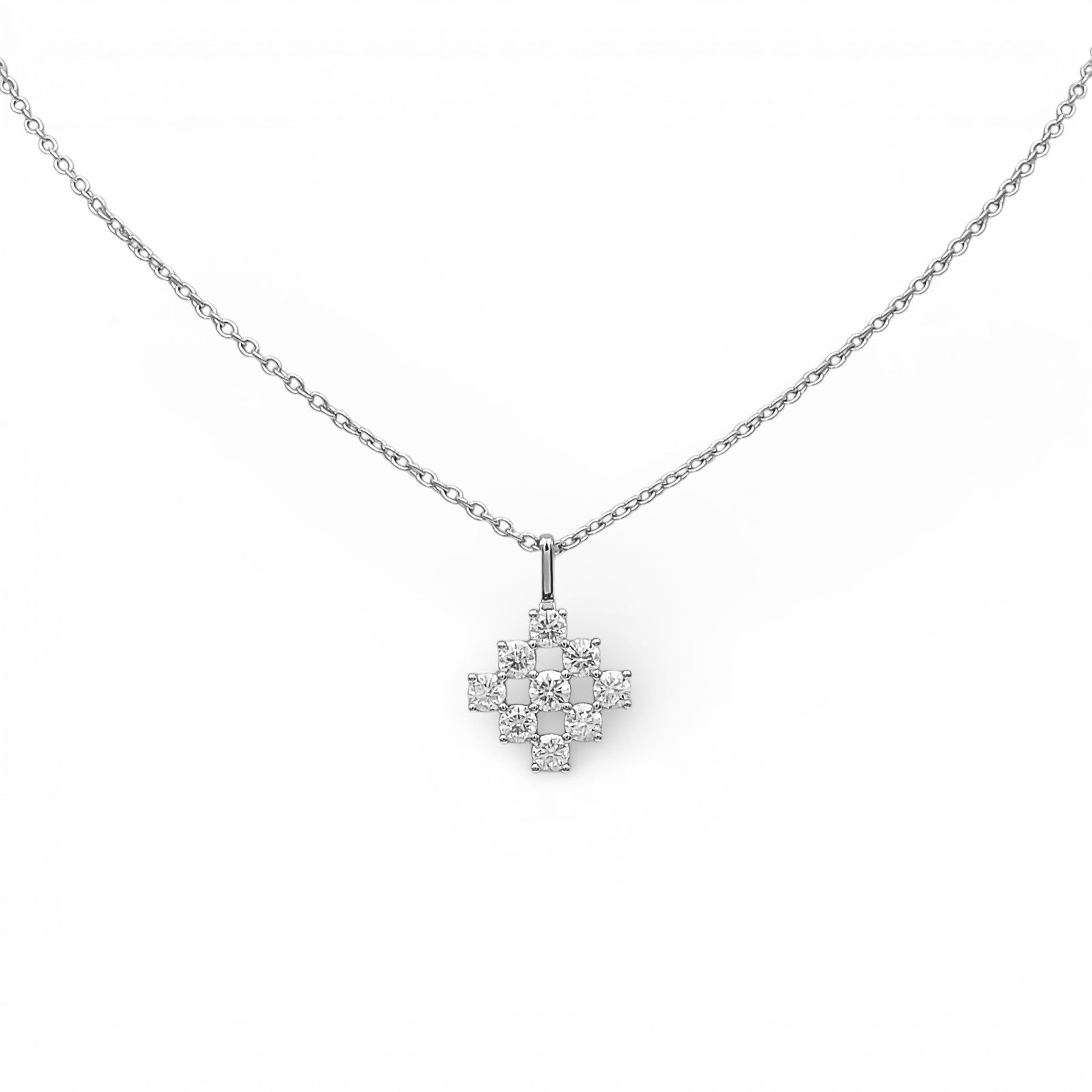 Colier Moissanite Romb Argint