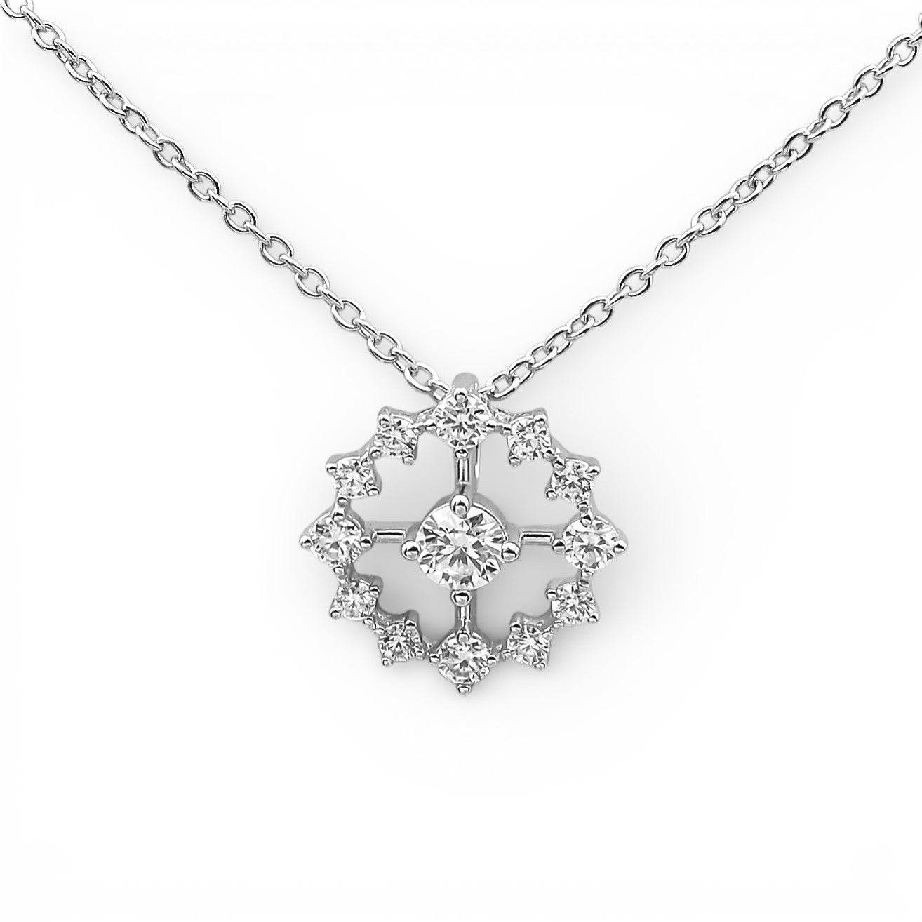 Colier Moissanite Flower Argint