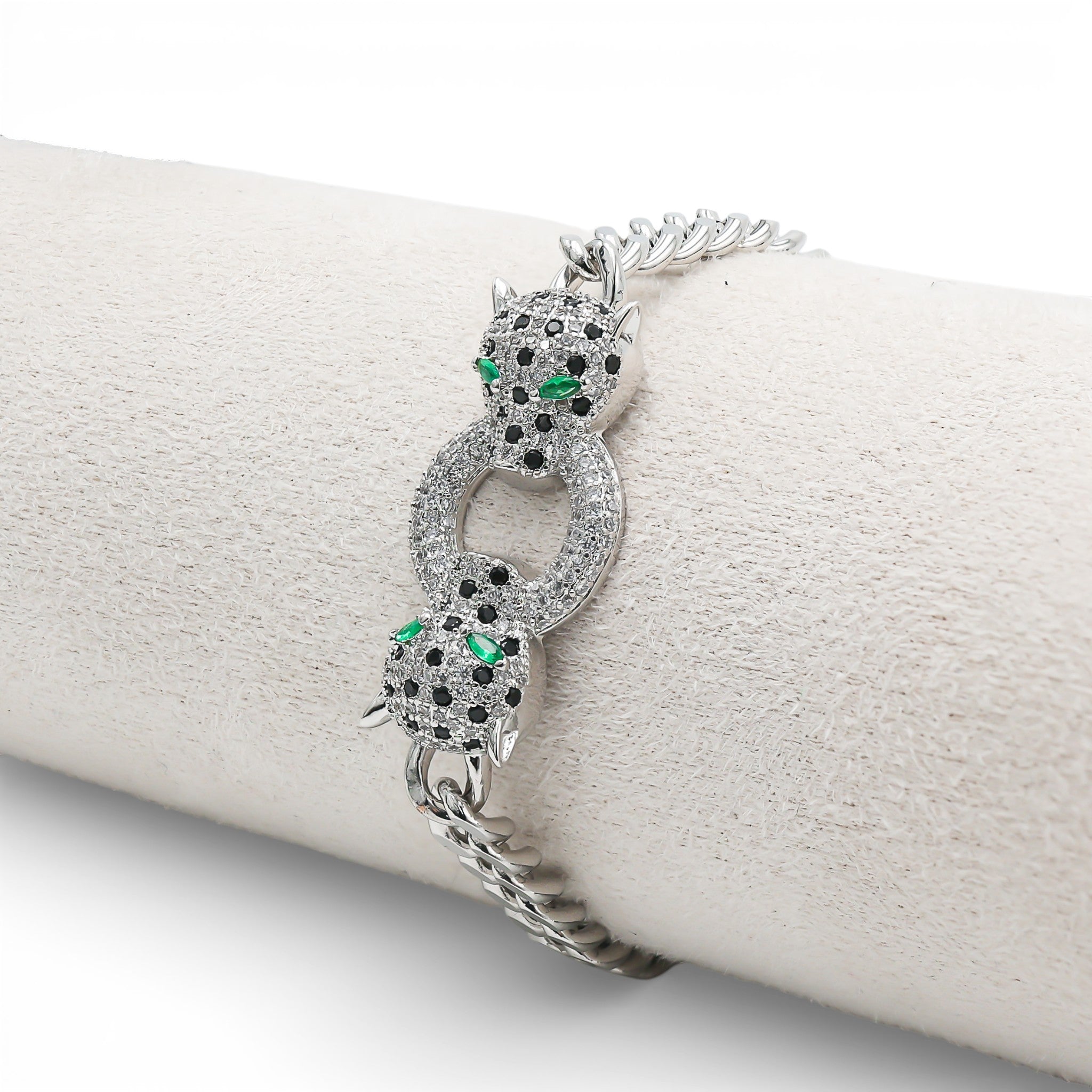 Brățară Cuban Twin Panthers Placată cu Aur