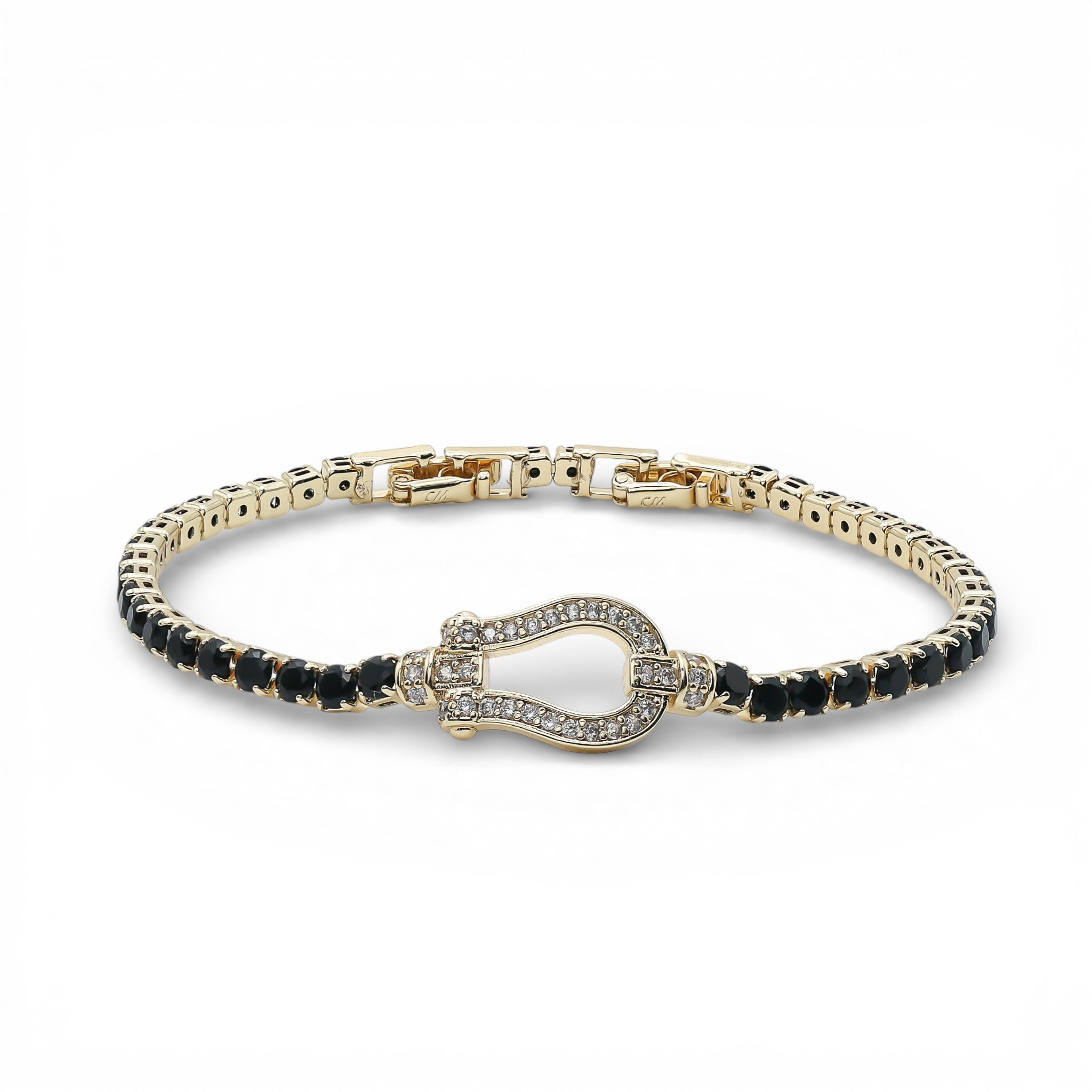 Brățară Tennis Fortune Black 2 Placată cu Aur