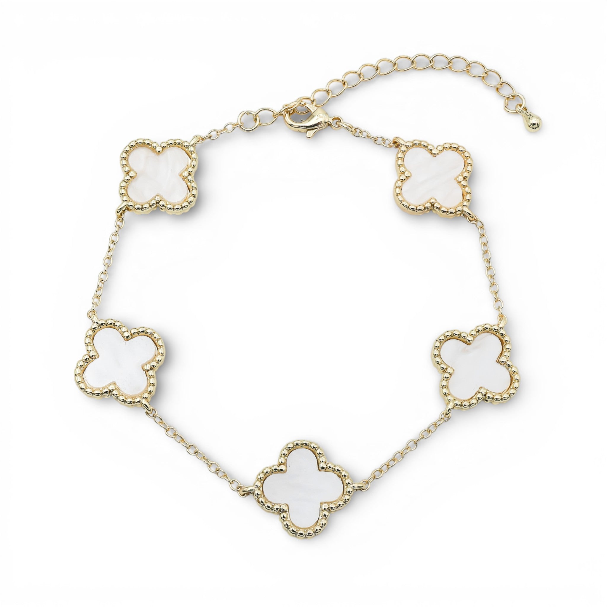 Brățară Trifoi White Placată cu Aur
