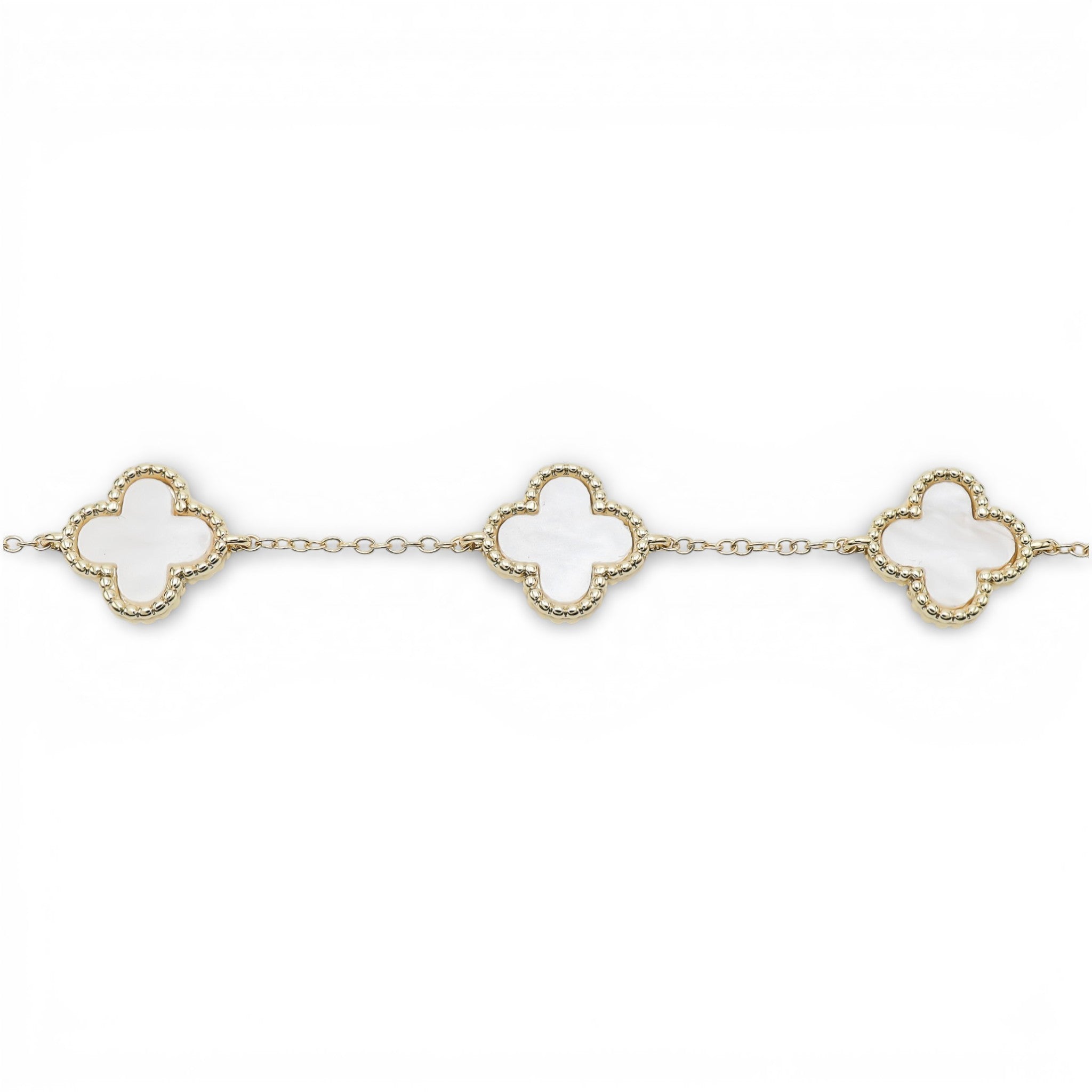 Brățară Trifoi White Placată cu Aur