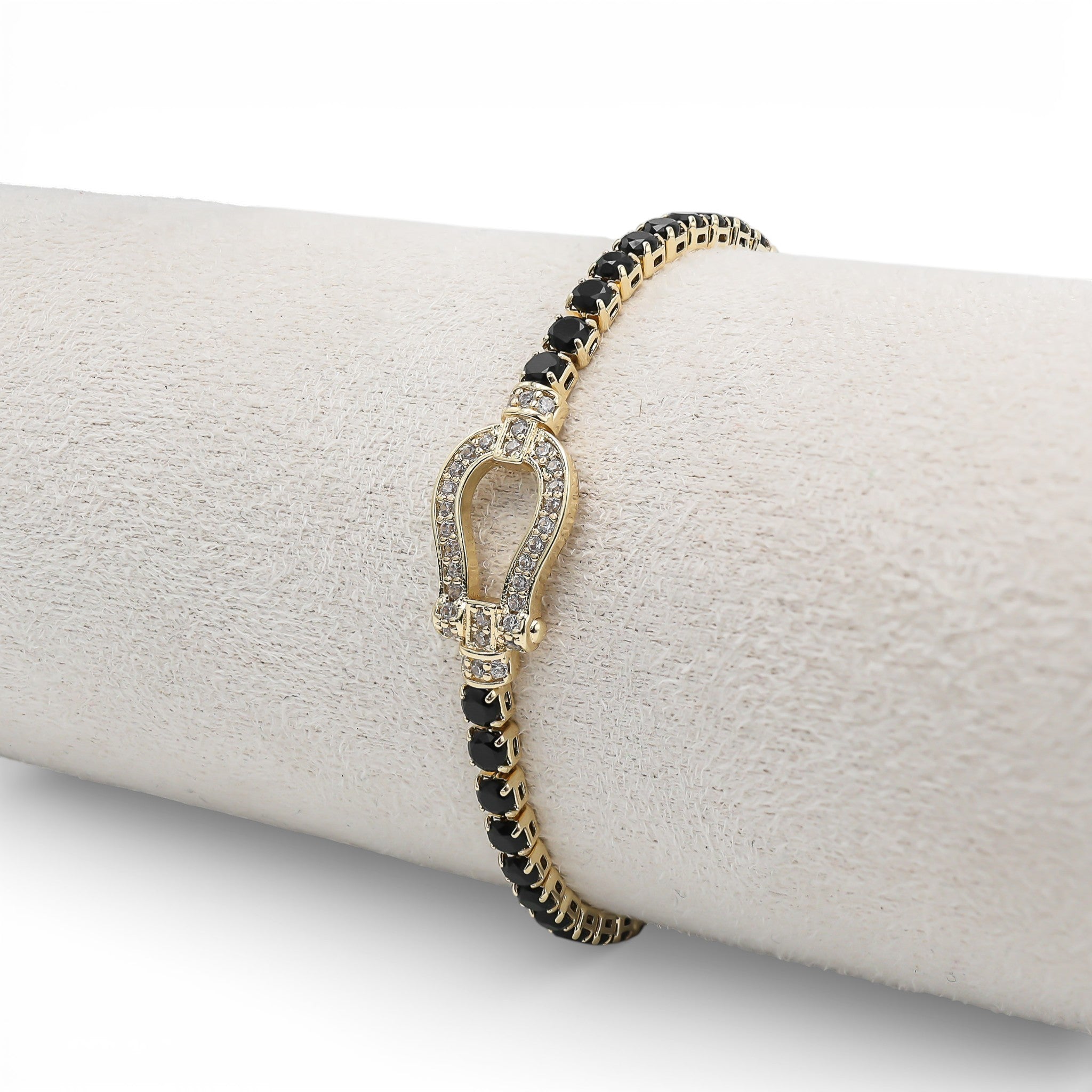 Brățară Tennis Fortune Black 2 Placată cu Aur