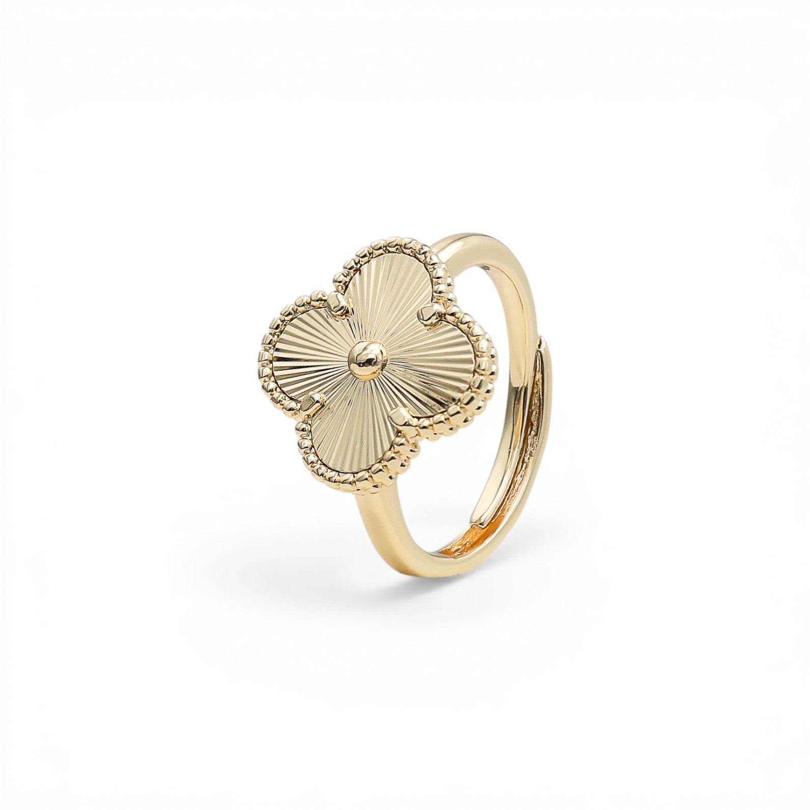 Inel Trifoi Reglabil Placat cu Aur