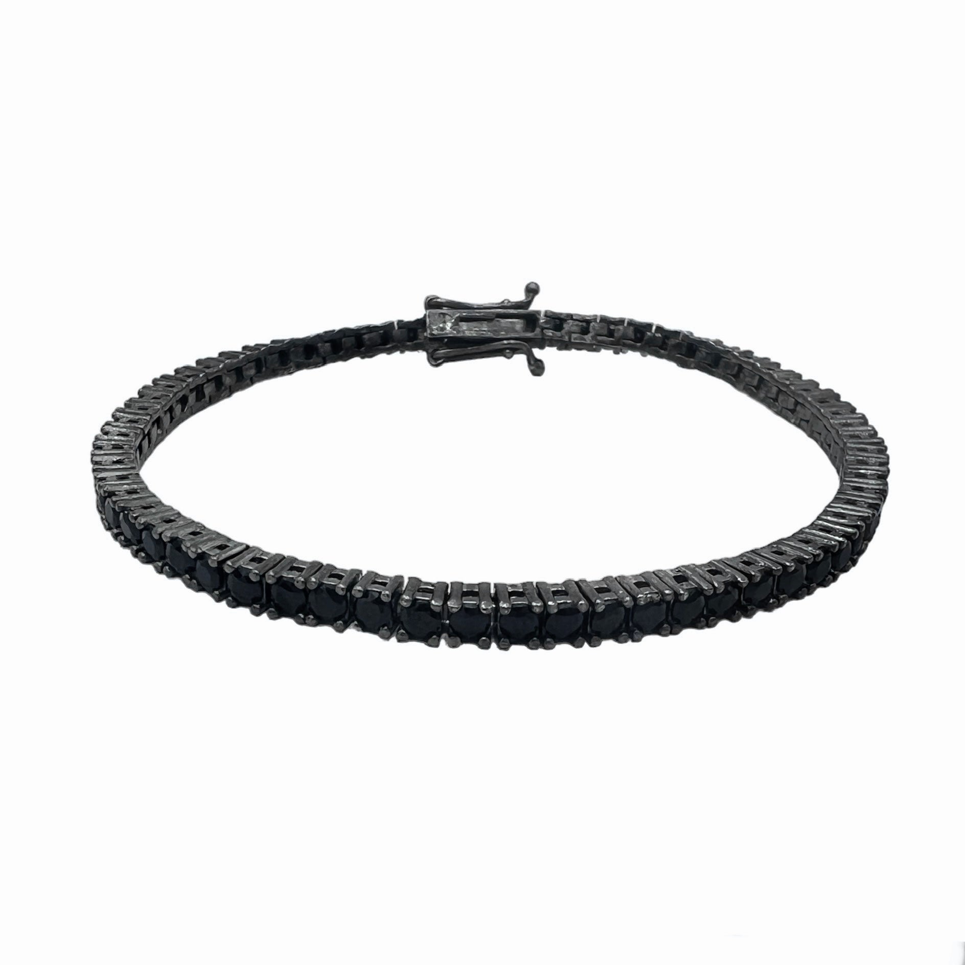 Tennis Bracelet 3mm All Black Silver