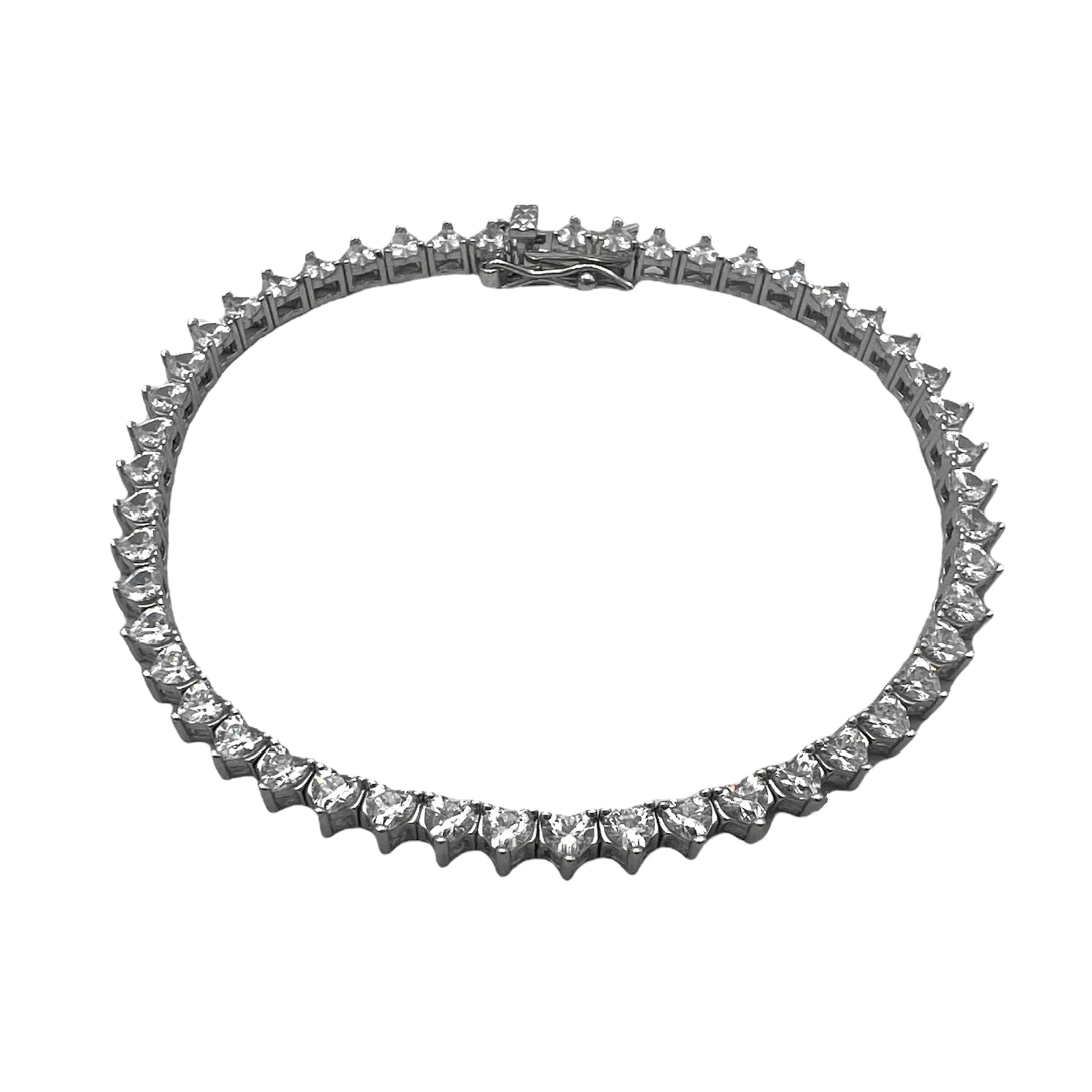 Tennis Heart Bracelet Rhodium Silver