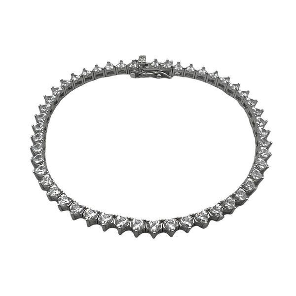 Tennis Heart Bracelet Rhodium Silver