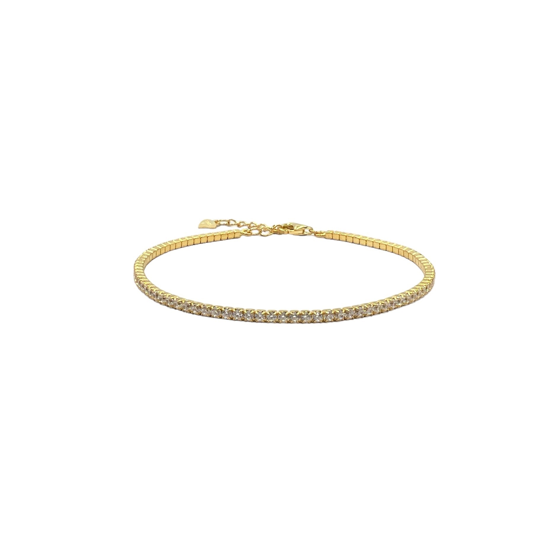 24K Gold Plated Tennis Bracelet Silver 1.5mm