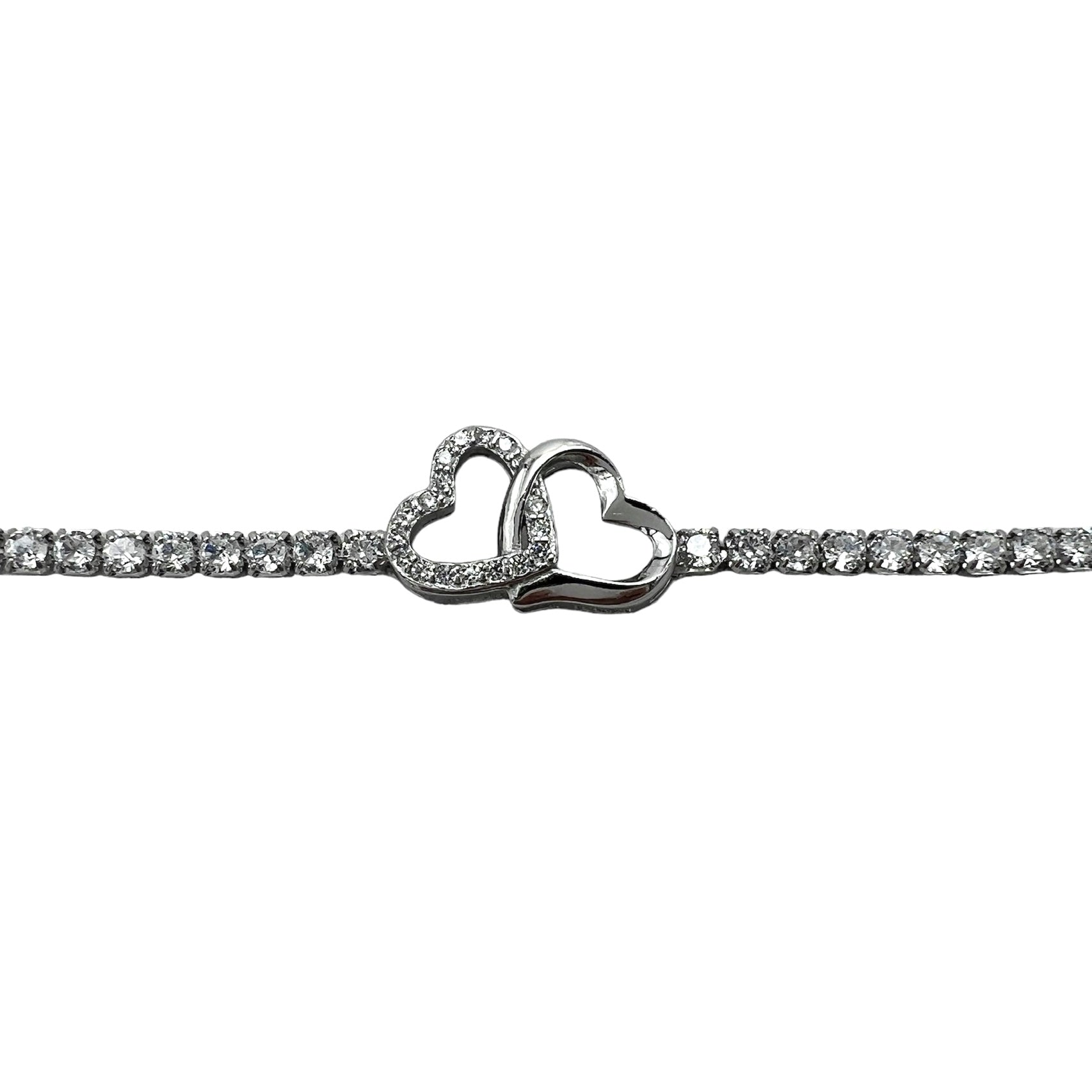 Silver DoubleHeart Tennis Bracelet