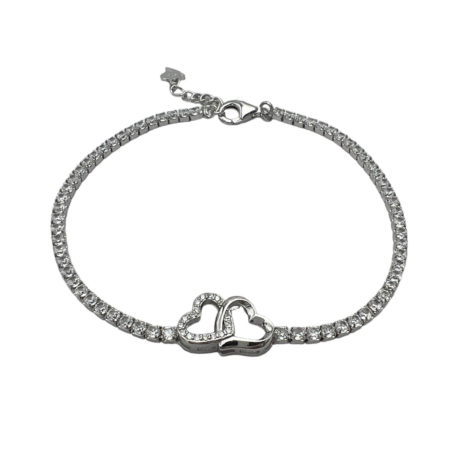 Silver DoubleHeart Tennis Bracelet