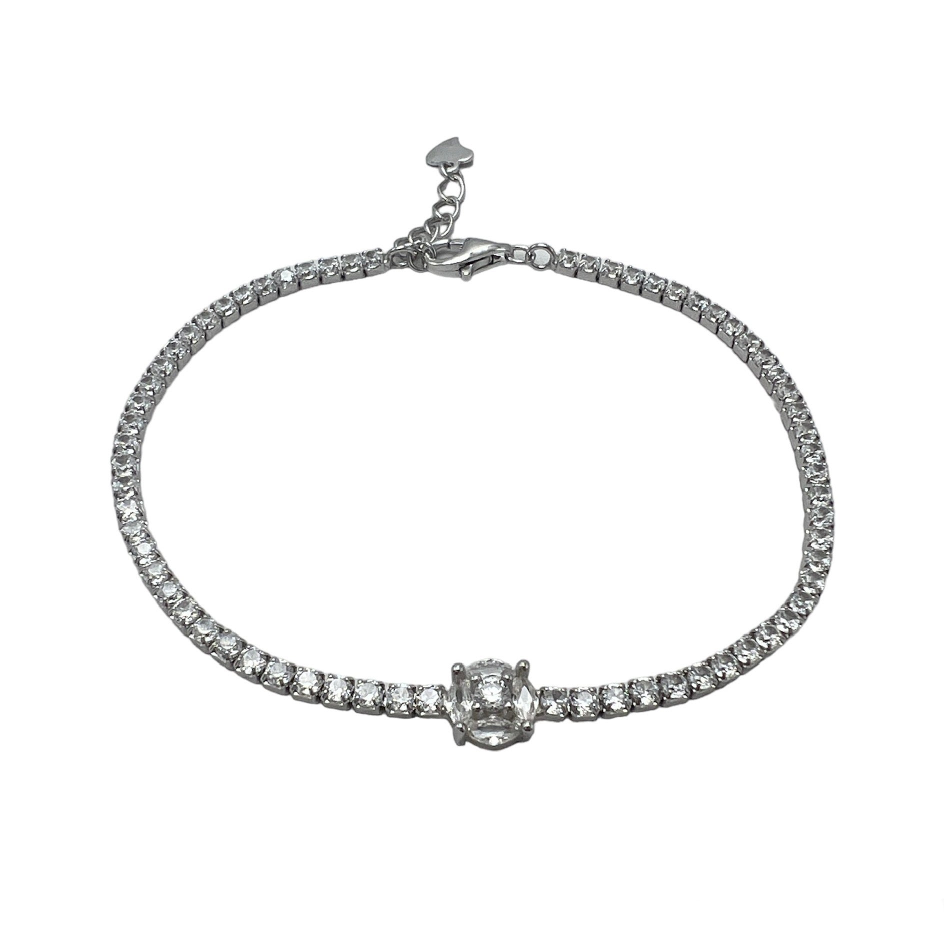 Tennis Crystal 2 Bracelet Silver